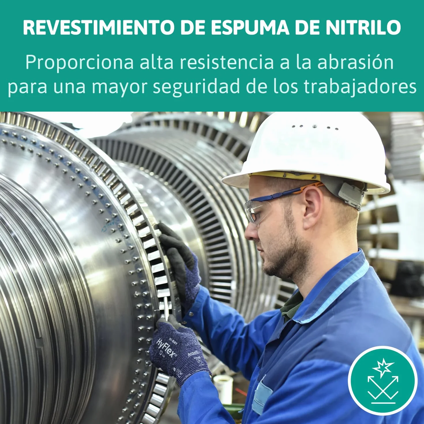 Ansell HyFlex 11-819 Guantes Trabajo Electricista Nitrilo ESD Antiestatico Touchscreen Azul Talla L 12 Pares