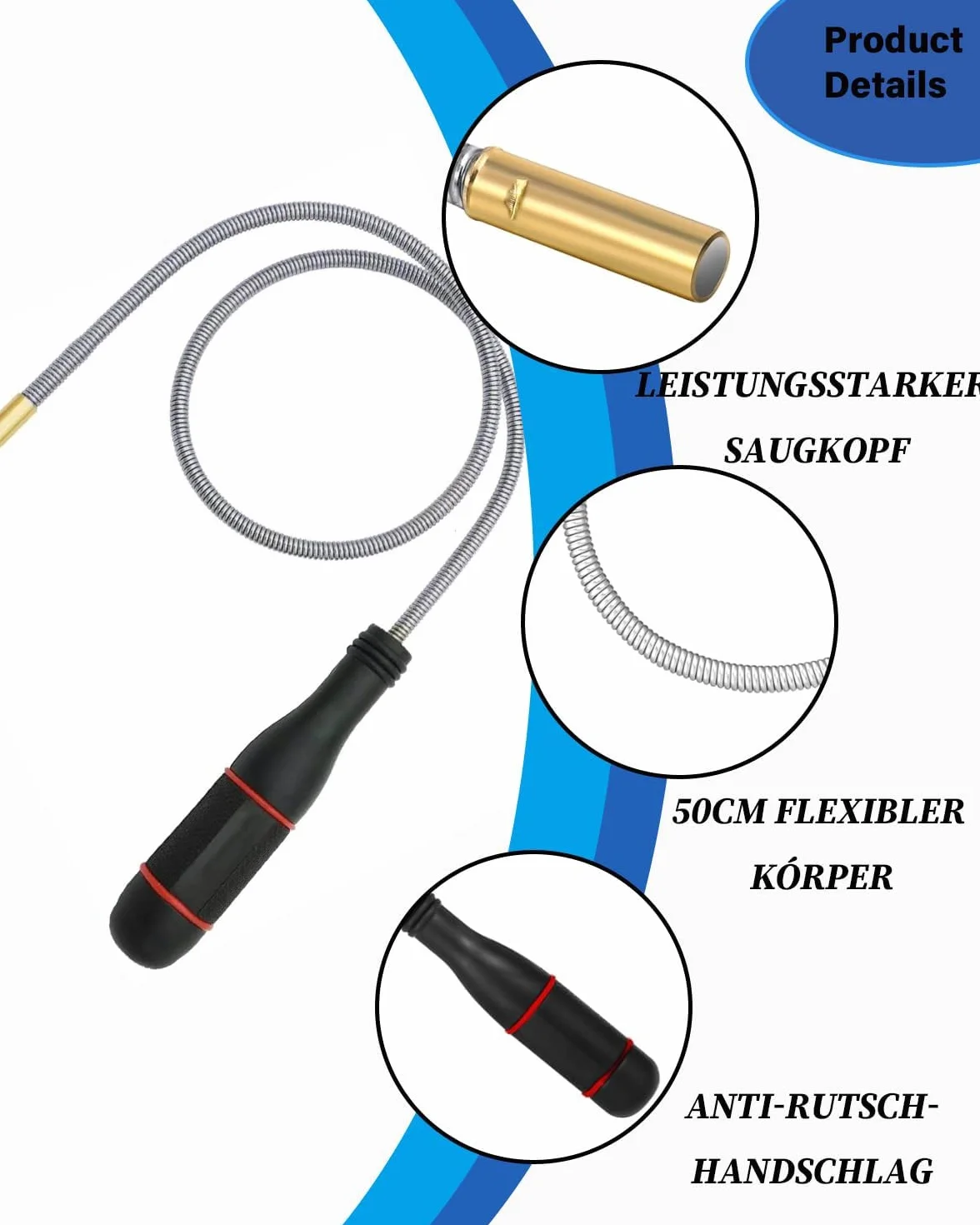 Herramienta de Recogida Magnética Flexible,Varita de Elevador Magnético,Herramienta Telescópica,Iman Flexible Extra Fuerte