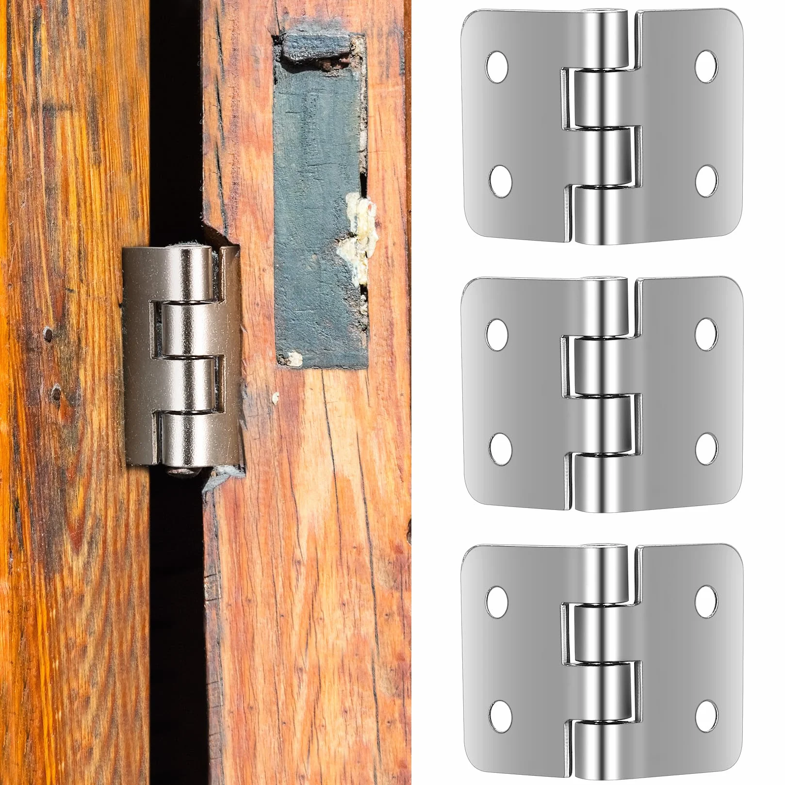 4 PCS Bisagras Plegables, Conector de Puertas, Bisagras de Acero Inoxidable, para Puertas, Ventanas, Armarios y Jardines