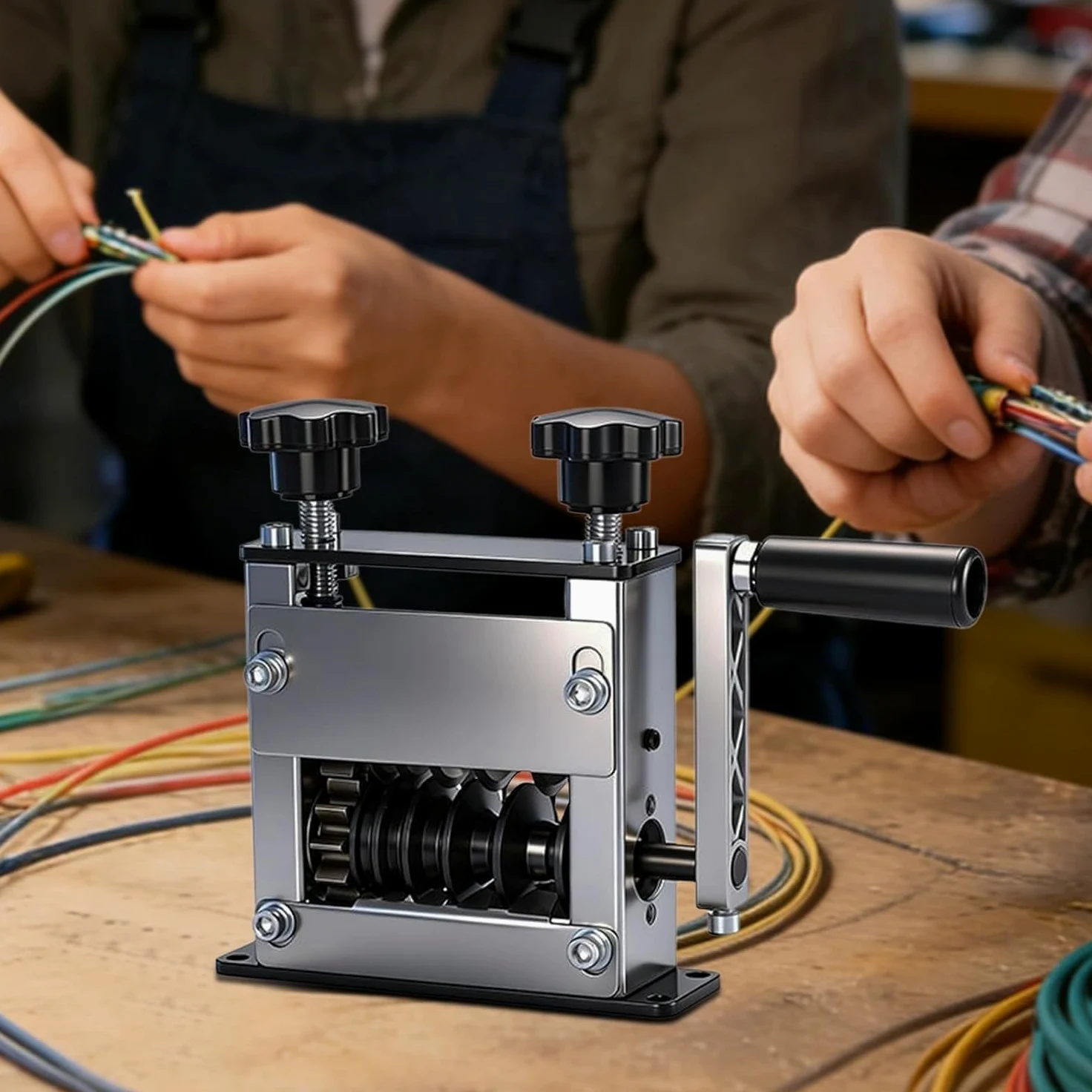 Máquina Peladora De Cables, Dispositivo De Precisión For Quitar Aislamiento, Con Pelacables Automático Ajustable Y De Cobre De 6 Orificios, For Mantenimiento Del Hogar, Uso Confiable Para(Silver)
