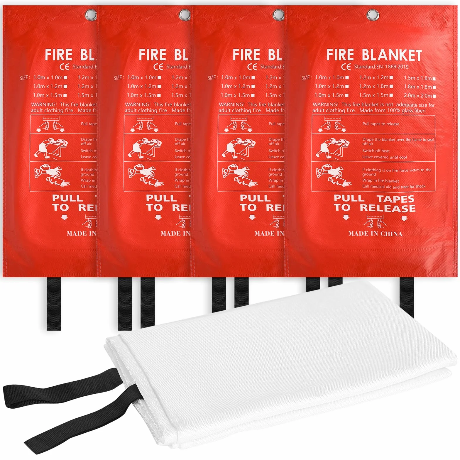 4 Piezas Manta Ignífuga para Hogar y Cocina, 100x100CM Manta Ignífuga de Emergencia, Manta Ignífuga de Fibra de Emergencia para Oficina Camping Horno Garaje