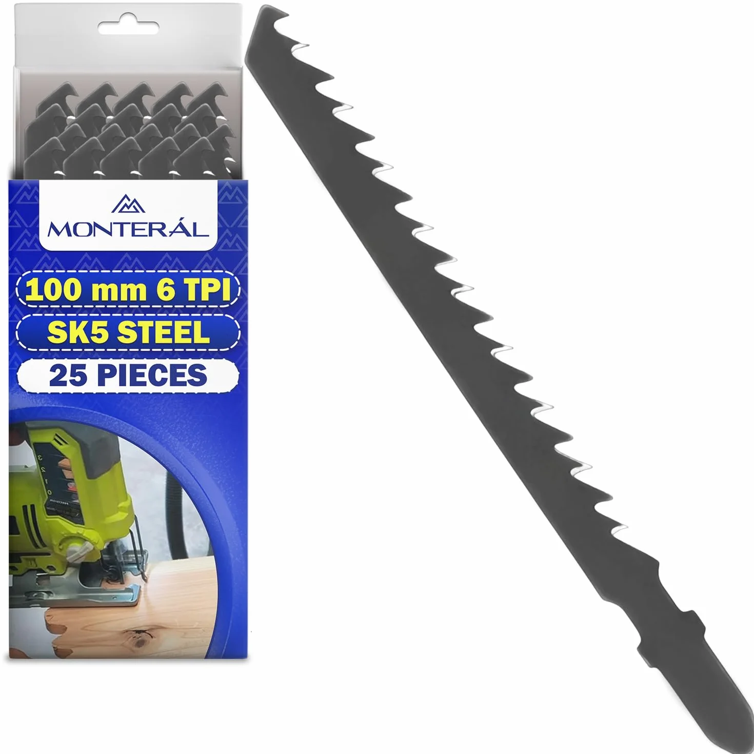 MONTERAL Hojas Sierra de Calar 100 mm 6 TPI Acero Templado SK5 25 Piezas