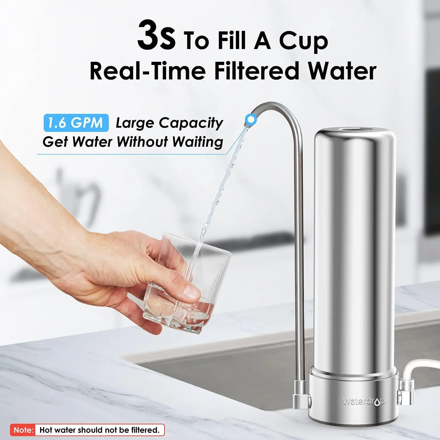 Waterdrop WD-CFF-01 Filtro de Repuesto Grifo 5 Etapas Reduce Metales Pesados Cloro
