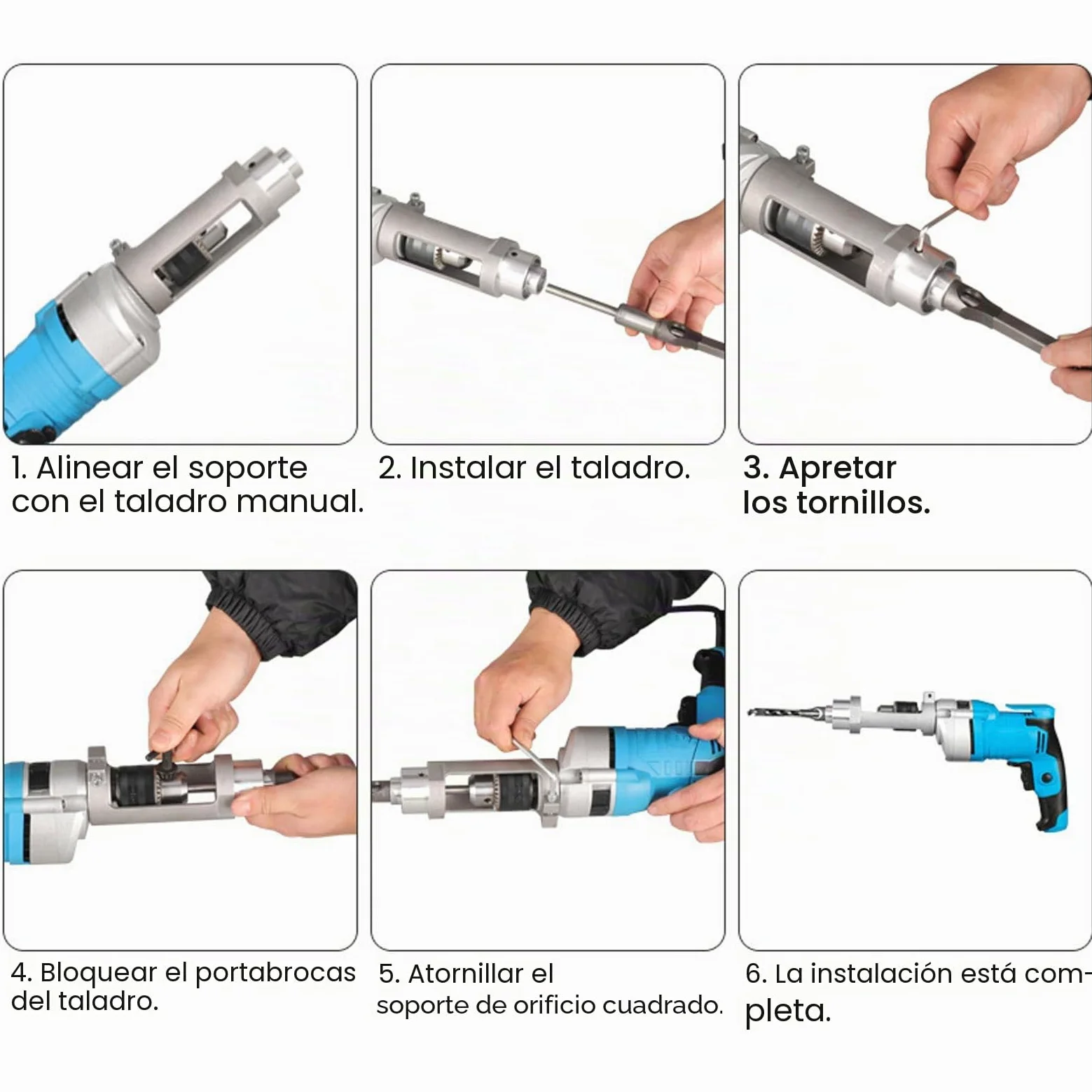 Adaptador de Broca de Agujero Cuadrado, Accesorio de Mortaja de Aleación de Aluminio, Soporte de Fijación de Taladro de Agujero Cuadrado para Carpintería para Máquinas de Mortaja
