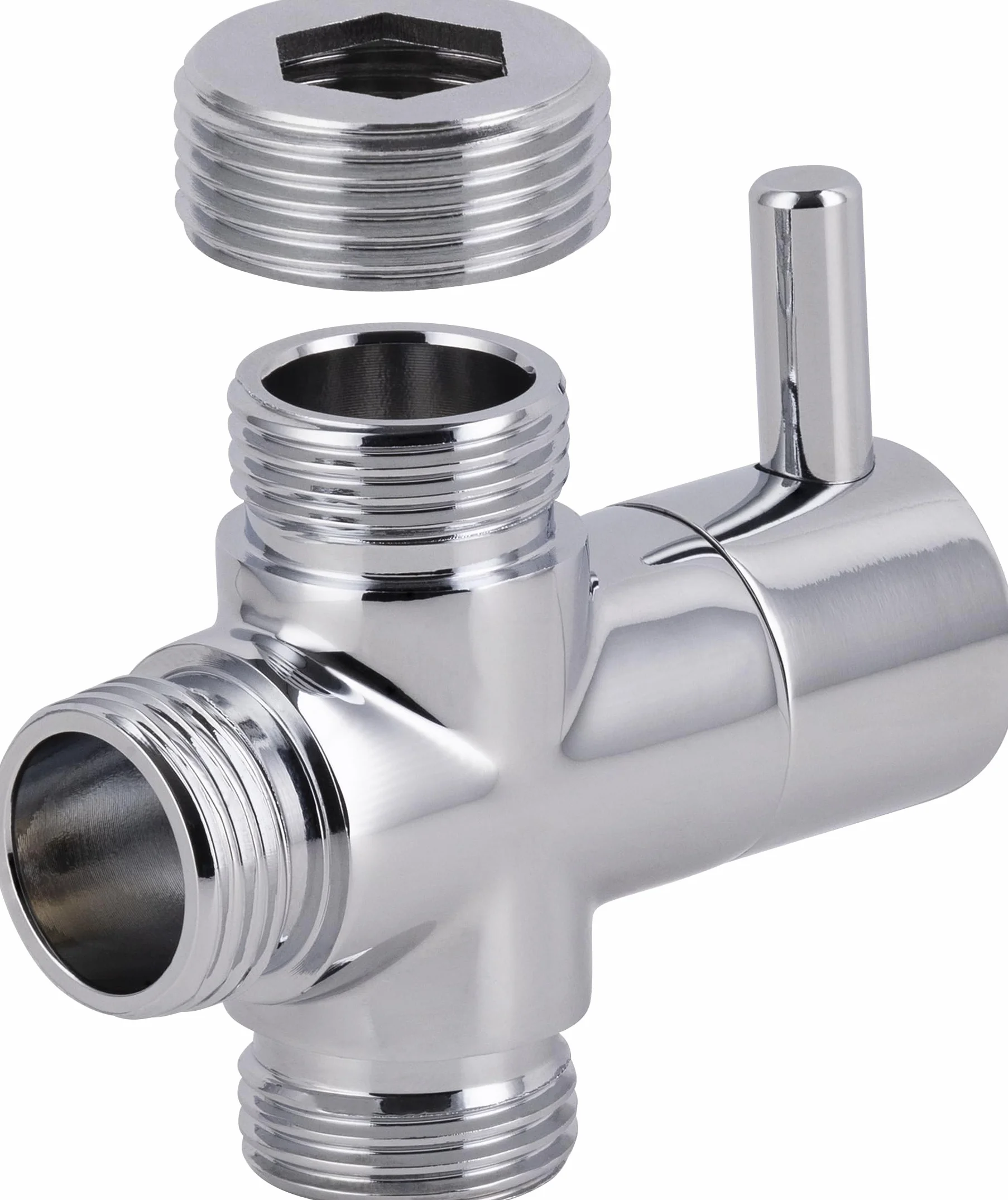 Inversor de ducha 3 vías 1/2" + adaptador 3/4" | Cromado con mando selector | Ideal para grifos o columnas | Resistente y fácil de instalar | EUROSANIT