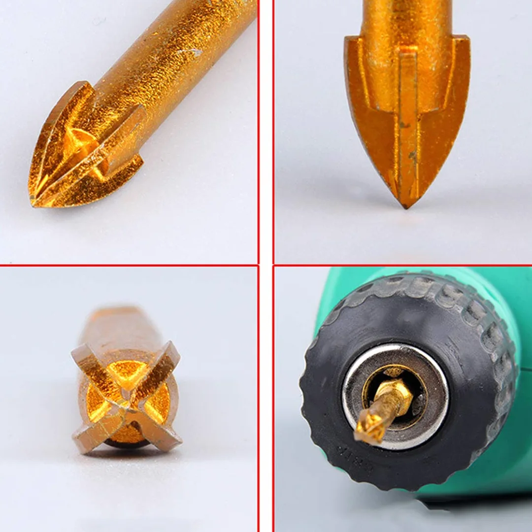 10 piezas 8mm carburo de tungsteno broca cabeza lanza con vástago hexagonal vidrio cerámica cabeza plana lanza para espejo porcelana mármol