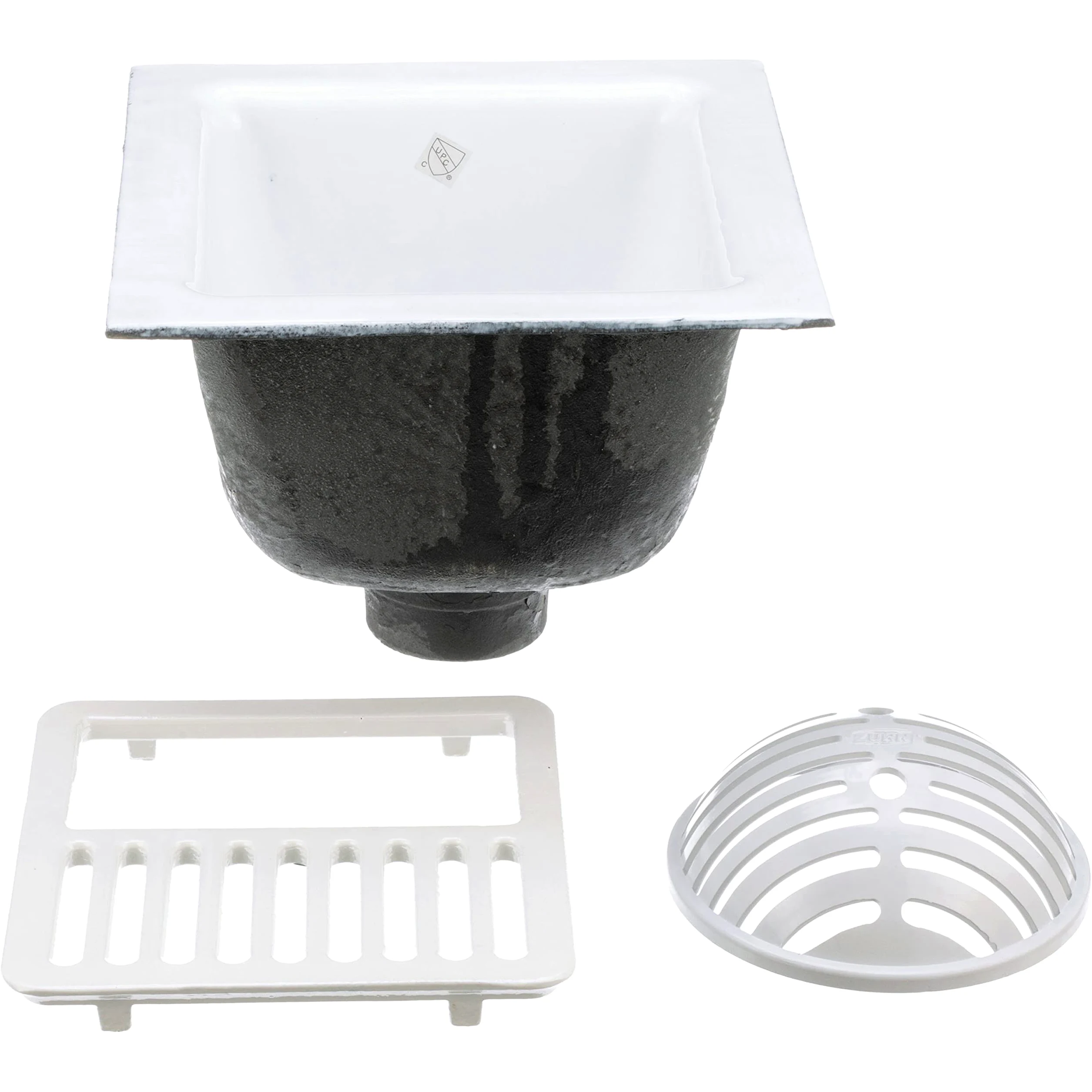 FD2375-NH3-H - Fregadero de Piso Recubierto de Esmalte Resistente al ácido de 30,5 x 30,5 cm con conexión sin Cubo y Profundidad de sumidero de 15,2 cm