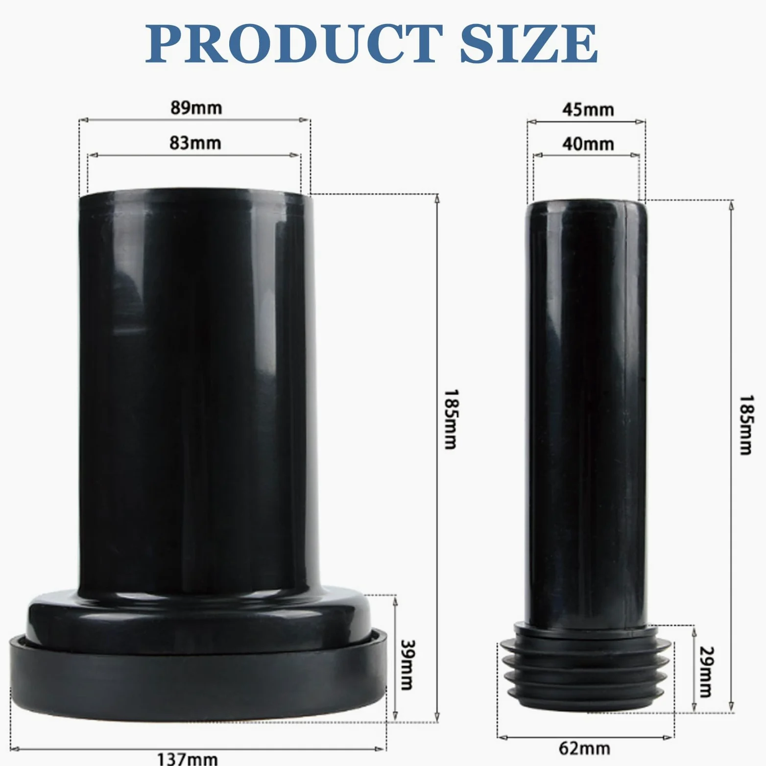 Juego de conexión para inodoro de pared, diámetro de tubo de polietileno 90/110, longitud 180 mm, con doble junta especial, accesorios de montaje, compatible con Geberit 152.426.46.1
