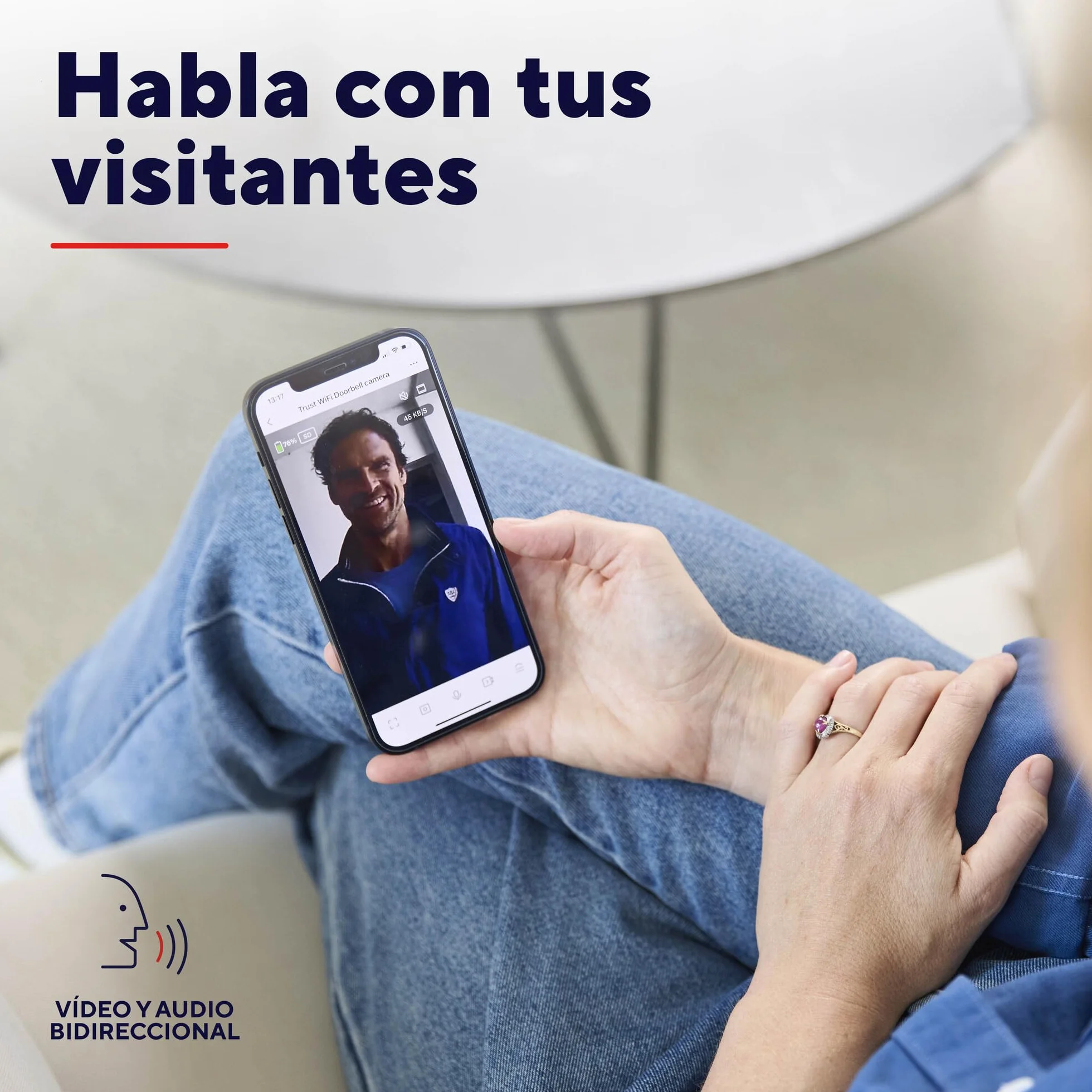Trust Timbre Exterior Inalámbrico con Cámara 2K HD 3MP y Chime, 2.4GHz WiFi, Audio Bidireccional, Detección de Personas, Impermeable, Visión Nocturna, Control vía App, con Timbre Inalámbrico, Negro
