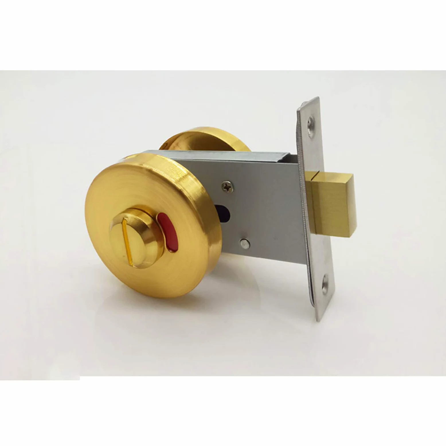 Serradura de puerta de acero inoxidable para baño, girar y soltar, con indicador de privacidad, cerrojo libre ocupado para inodoro, cuarto de baño
