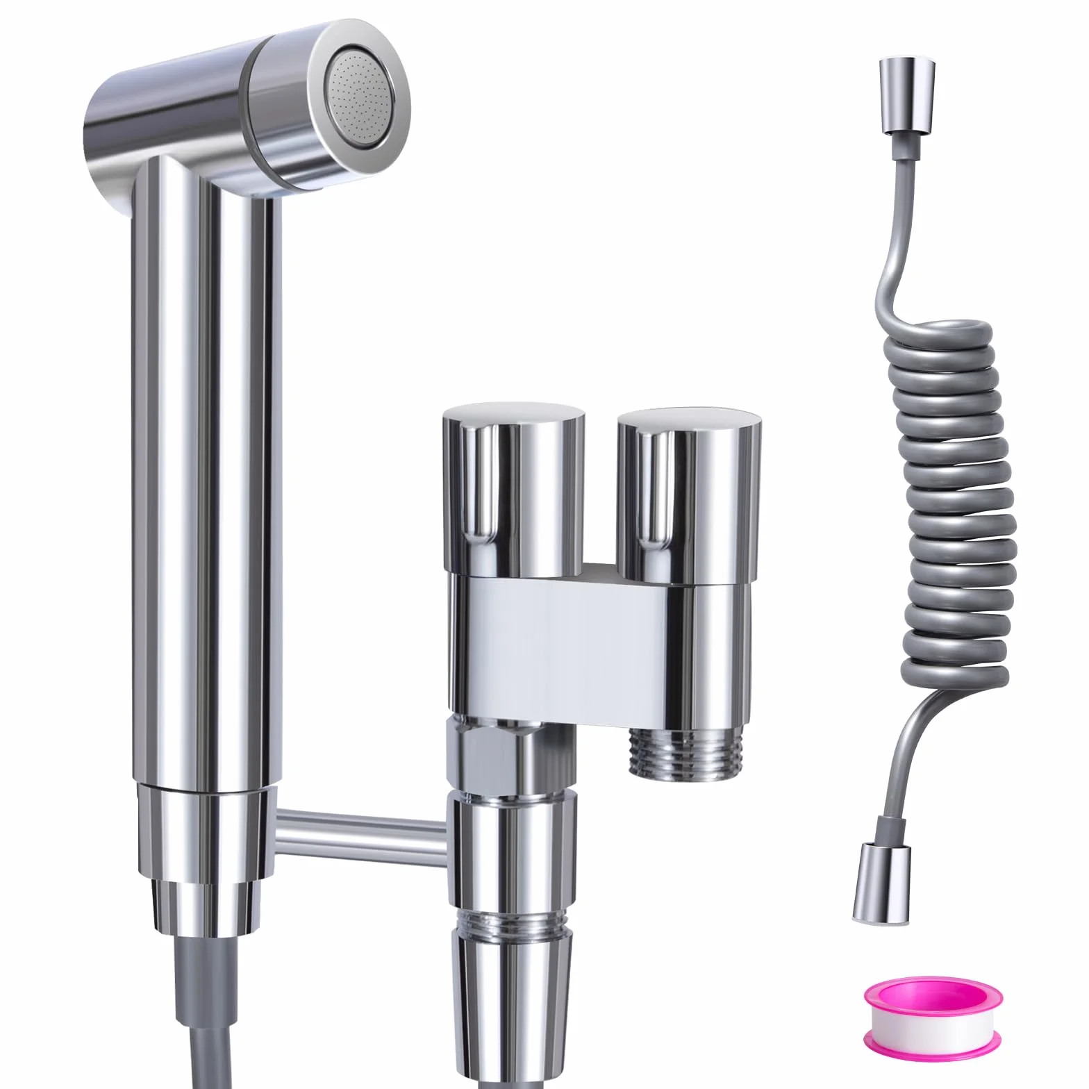Ducha Higiénica para WC - Grifo Bidet de Acero Inoxidable con Manguera ABS, Pulverizador de Mano para Higiene Personal y Lavado de Mascotas