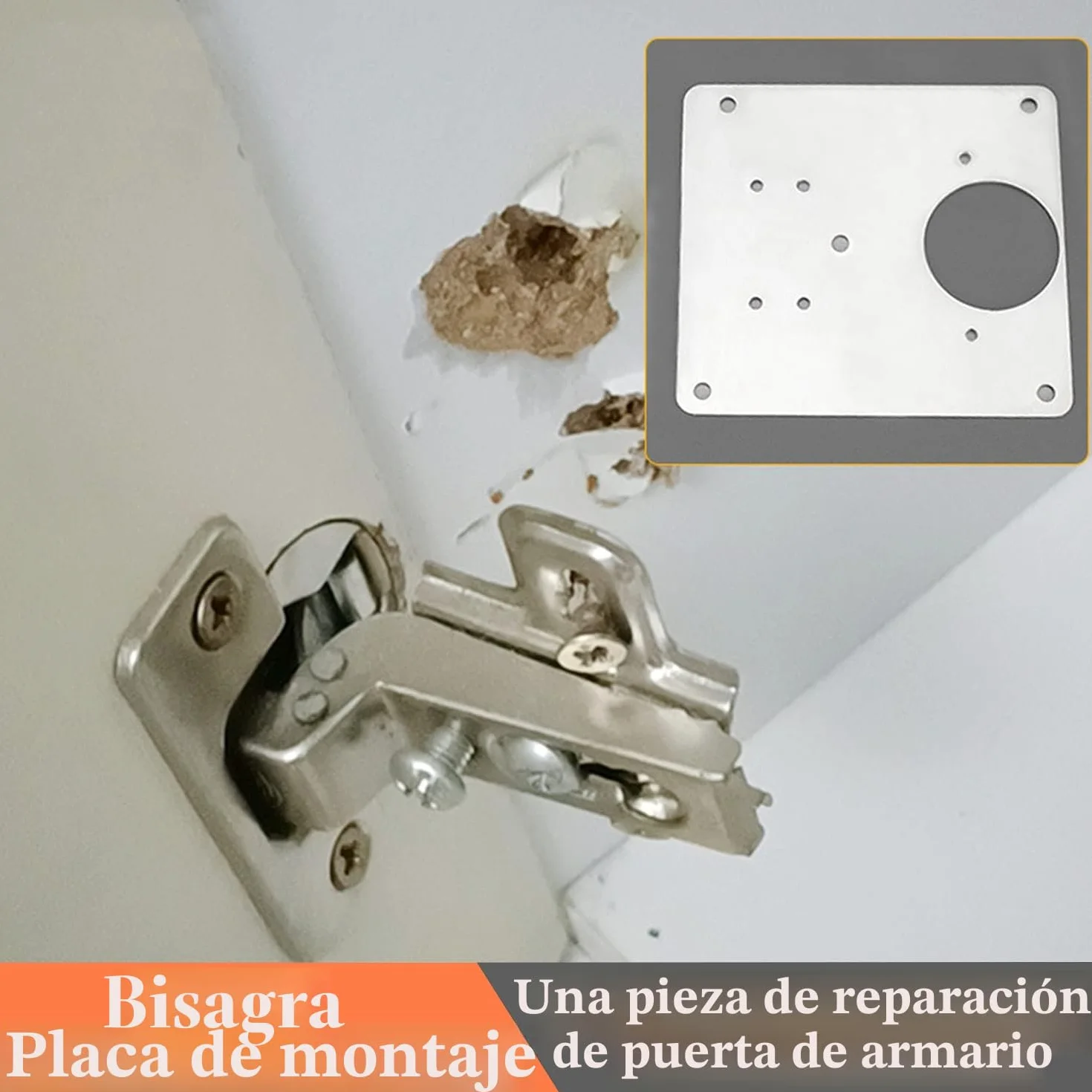 Placa Reparación Bisagra 4 Piezas Acero Inoxidable Juego de Reparación con Tornillos para Muebles de Madera