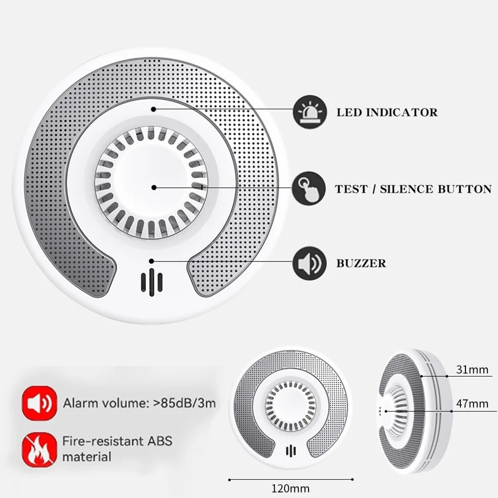 Detector de calor WiFi inteligente con control mediante aplicación Tuya, alarma de calor WiFi con batería de litio sellada de 10 años, BS 5446-2, VH03W