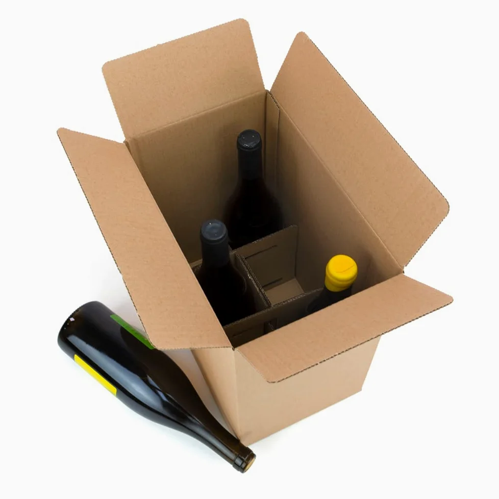ONLY BOXES Pack 10 cajas cartón para 6 botellas de Vino Cava Champagne Licor con colmena separadora incorporada fabricada cartón ondulado. Apta para empaquetar cajas de 6 botellas, AMA725