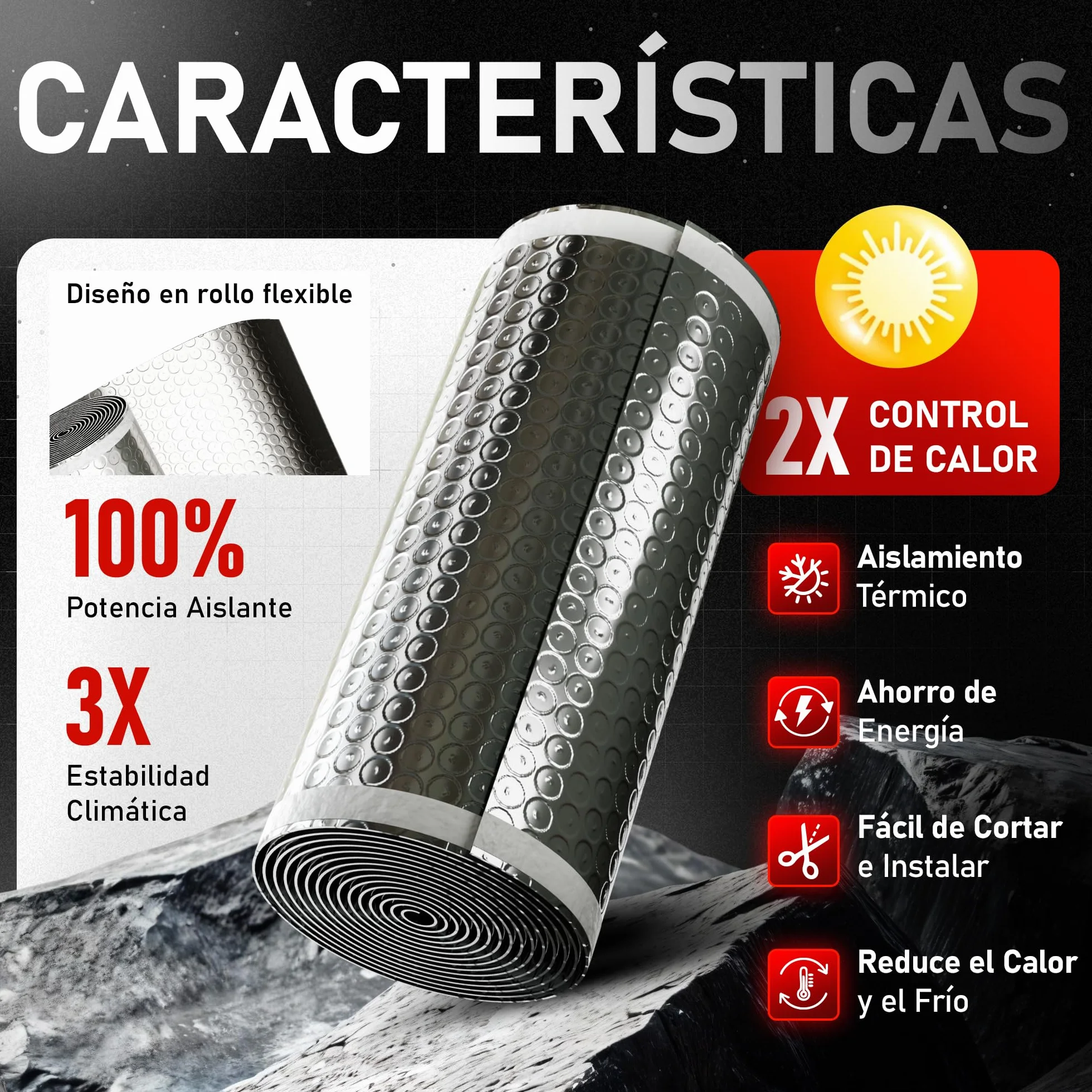 Rollo Aislante Persianas Cajón Autoadhesivo 5m x 25 cm | Aísla Frío, Calor y corrientes de Aire | Ahorro Energético & Mayor Confort (Pack 2)