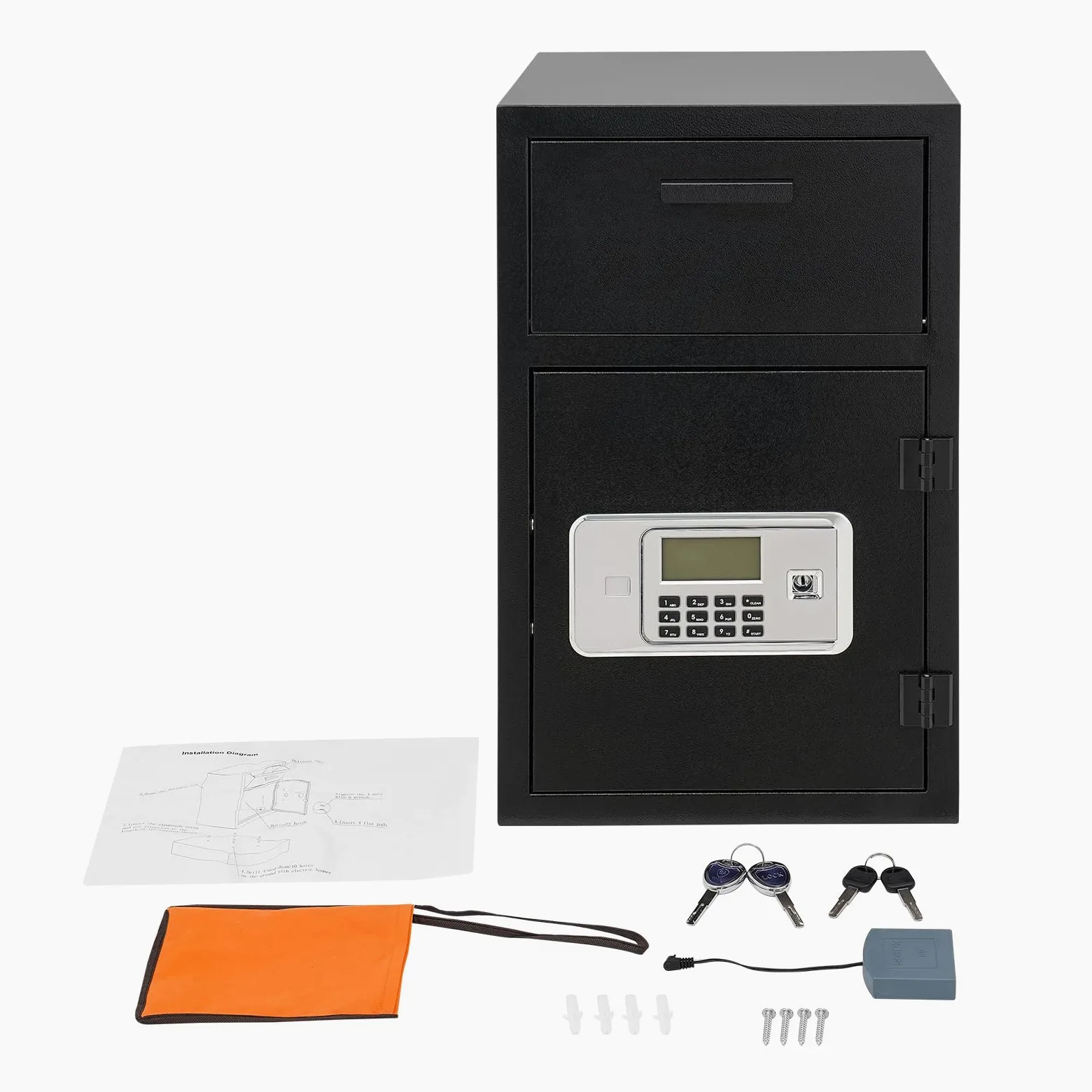 Caja fuerte con ranura de entrada, caja fuerte de seguridad digital con cerradura de combinación y llaves, buzón seguro para oficina de negocios, hogar