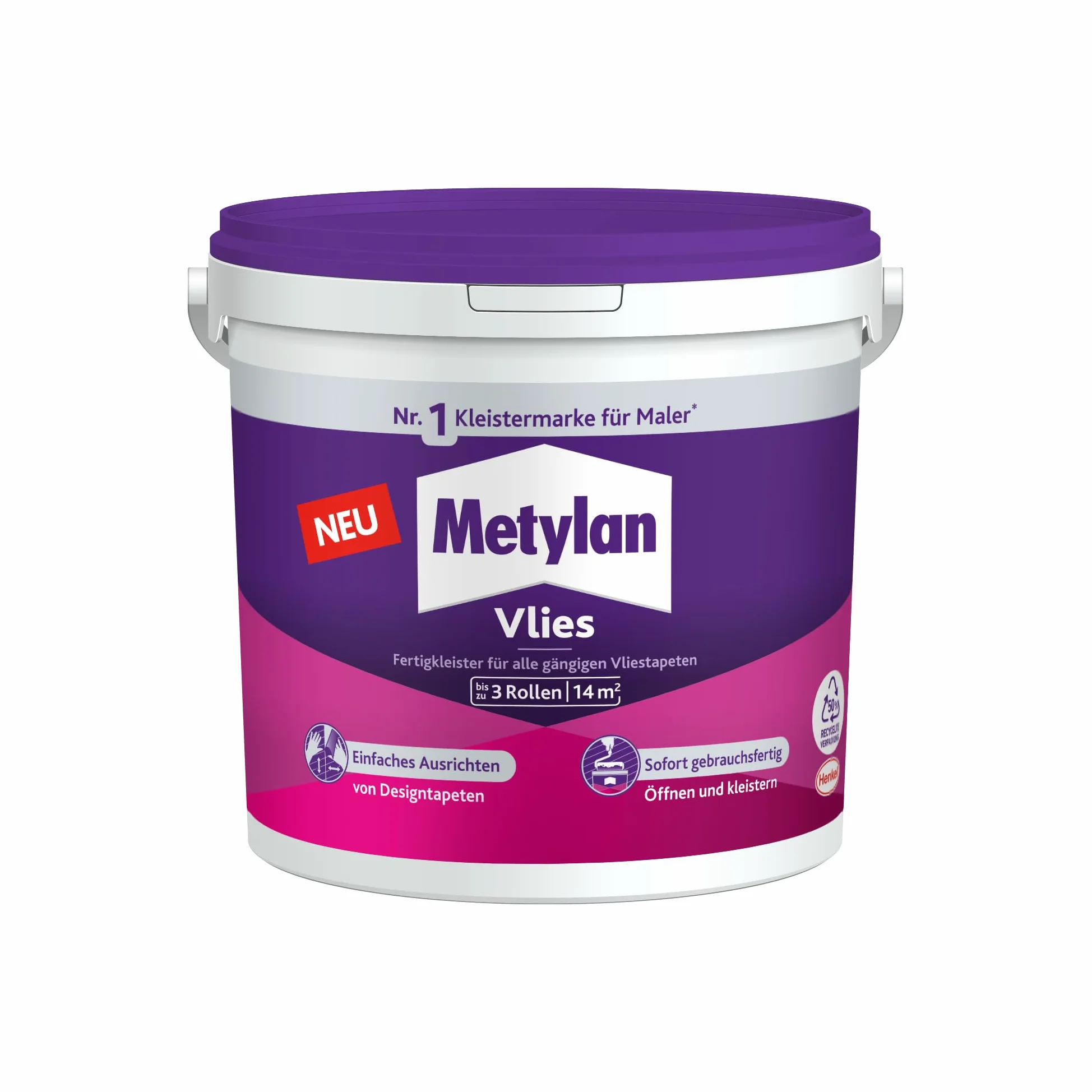 Metylan Pegamento para papel pintado resistente a la humedad para papel pintado, pasta para papel pintado no tejido, pegamento para fácil empapelado, 1 x 3 kg