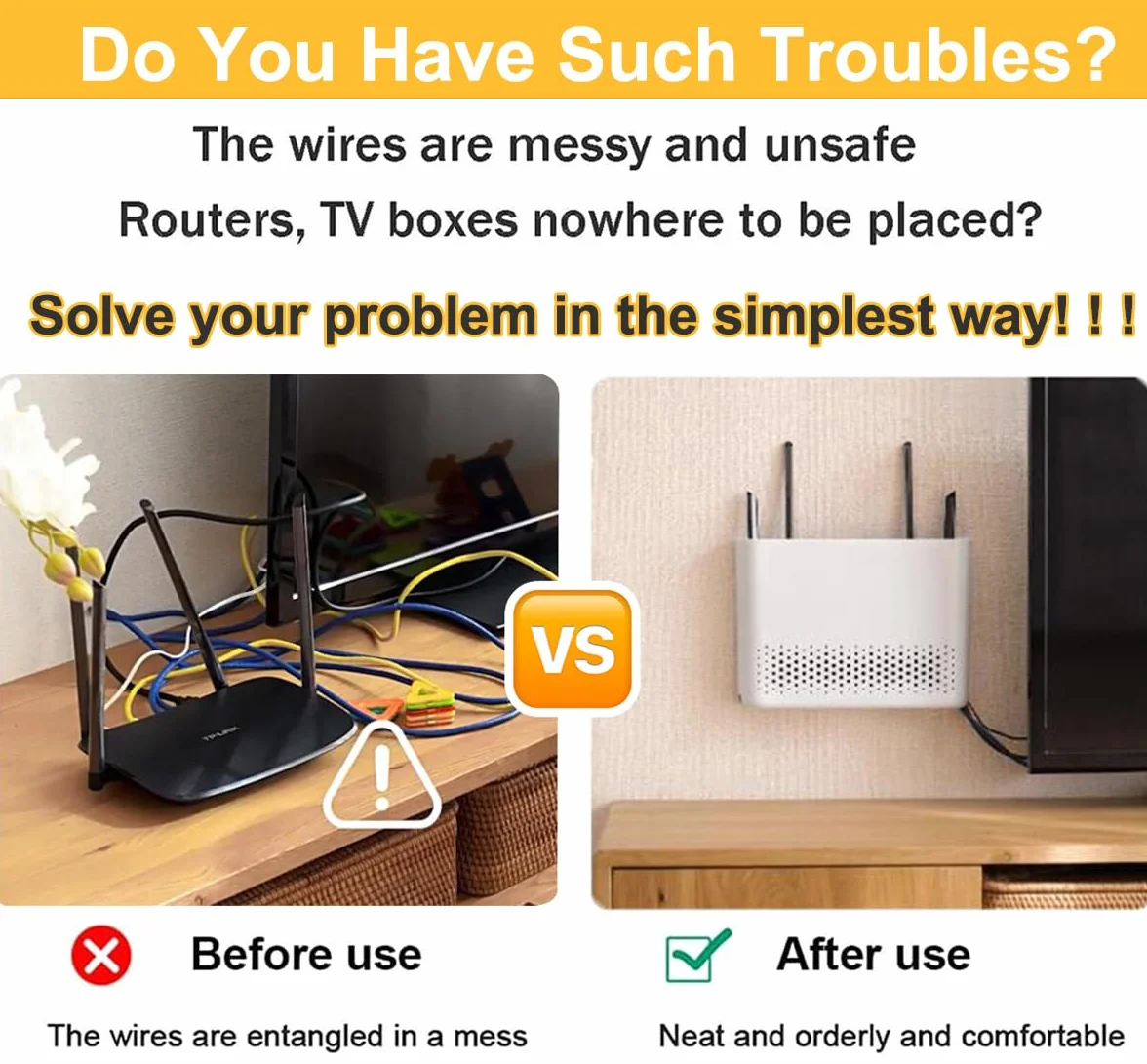 Caja Router Pared, Router Rack, Caja de Almacenamiento para Enrutador WiFi para Disimula el Router y Los Cables, para Sala de Estar de TV de Decoración del Hogar Blanco(Size:30x6x22cm)