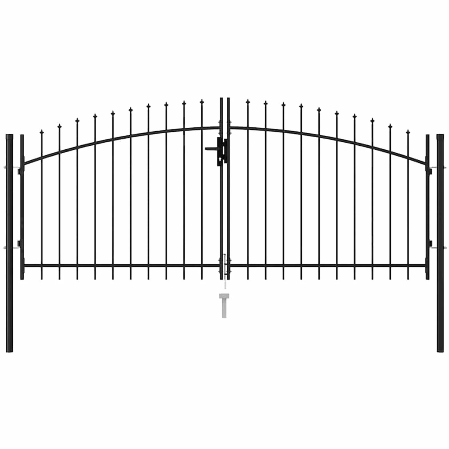 Festnight Cancela de Valla Doble Puerta con Puntas Acero Puerta Jardin Metalica Vallas para Jardin Negro 3x1,25 m