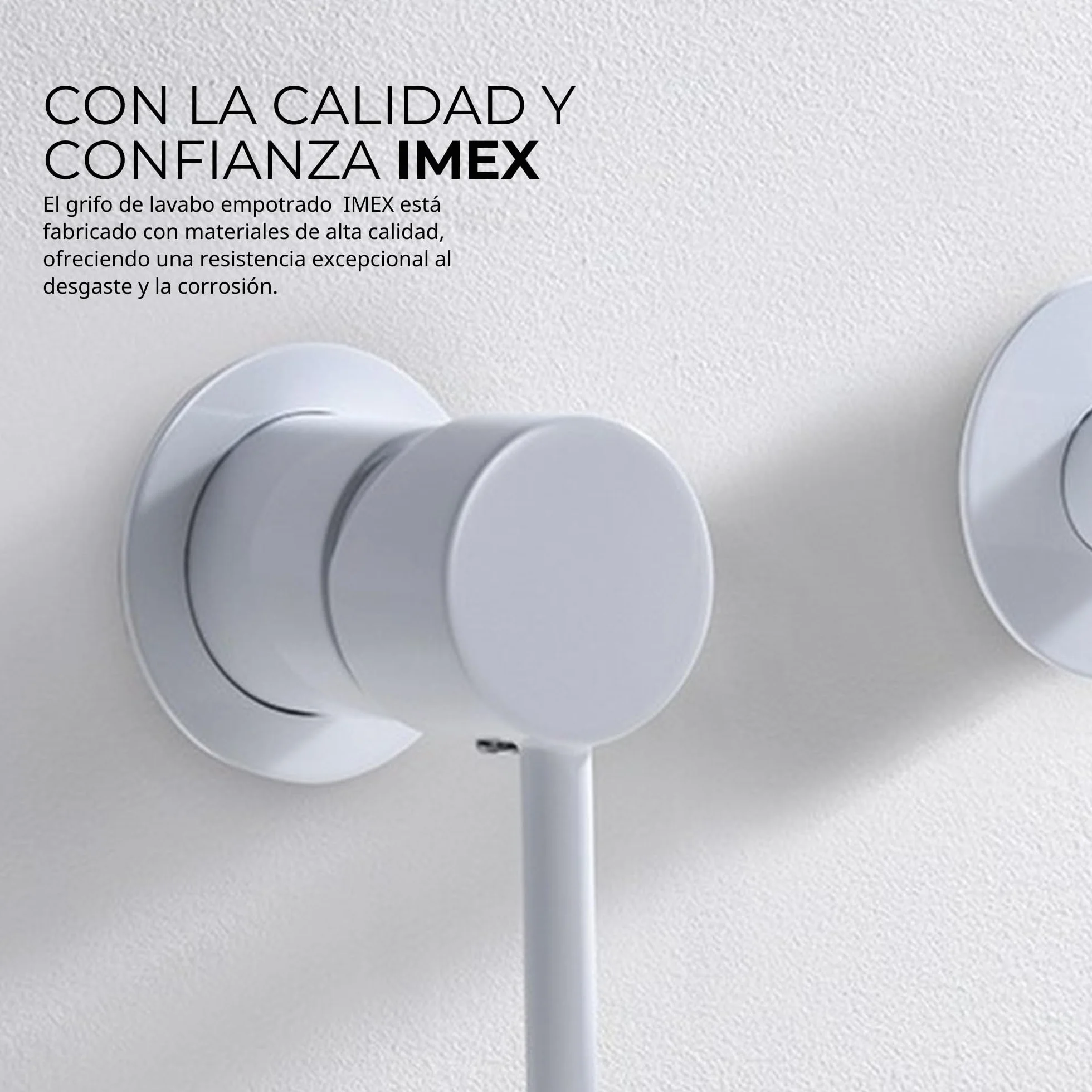 IMEX - Grifo Lavabo Empotrado | Grifo Empotrado Baño con Agua Fria y Caliente | Grifo Monomando Lavabo Pared con Ahorro de Agua | Serie Etna | Color Blanco Mate