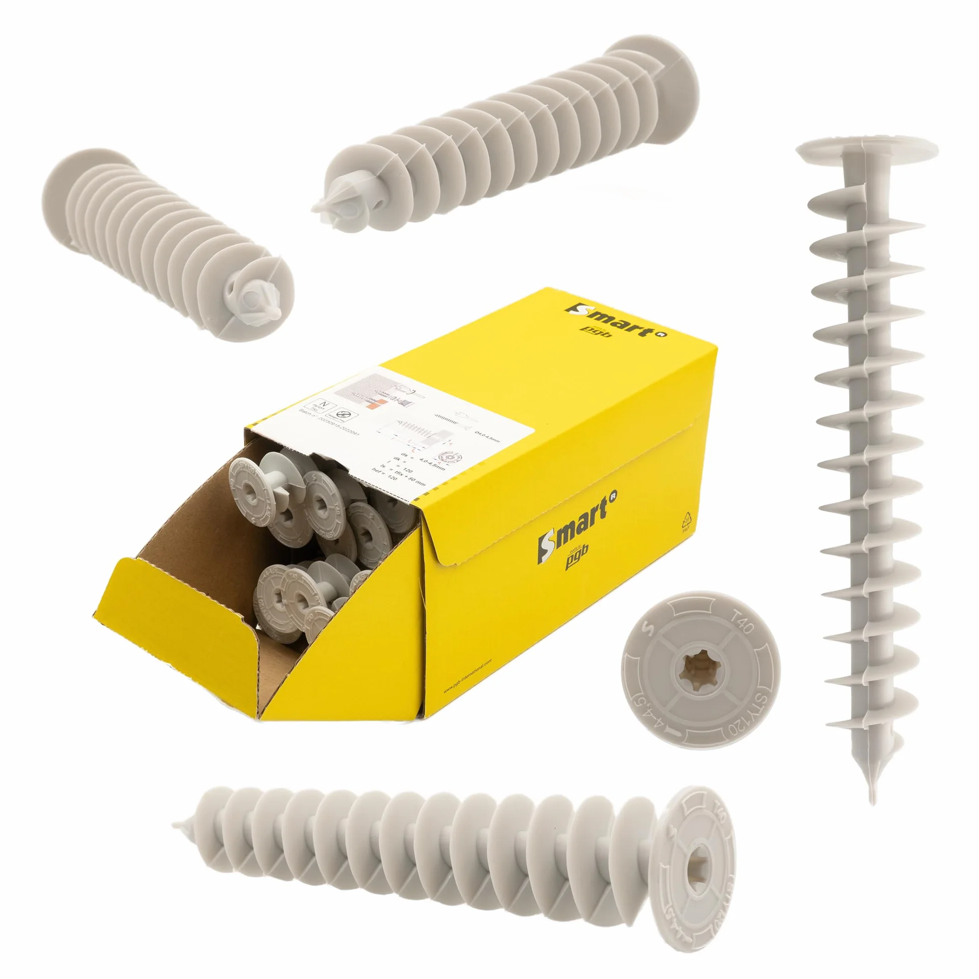 Taco para materiales aislantes Thermo sin puentes térmicas, instalación sin perforación previa ni herramientas especiales posible Espuma de poliestireno, taco espiral (25 x 120-25 Uds.)