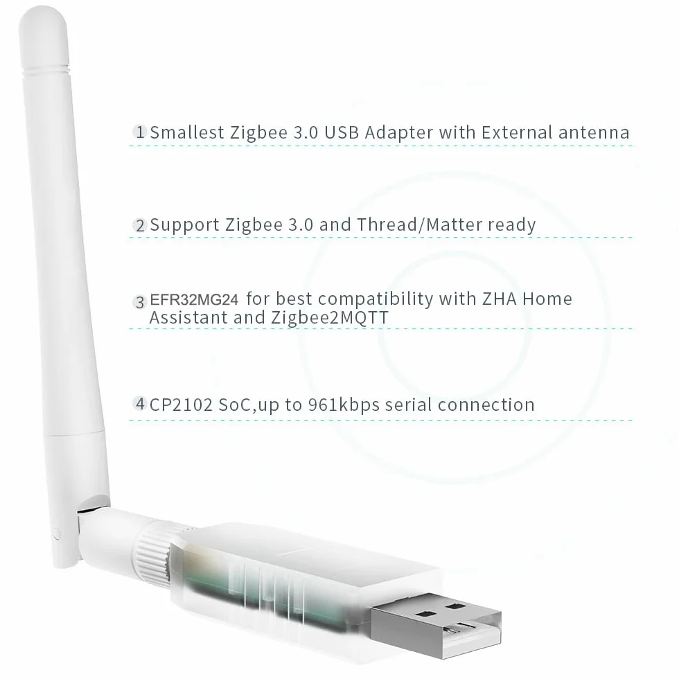 SMLIGHT SLZB-07MG24 Zigbee 3.0 - Adaptador mini USB para coordinador Zigbee2MQTT, Home Assistant, ZHA