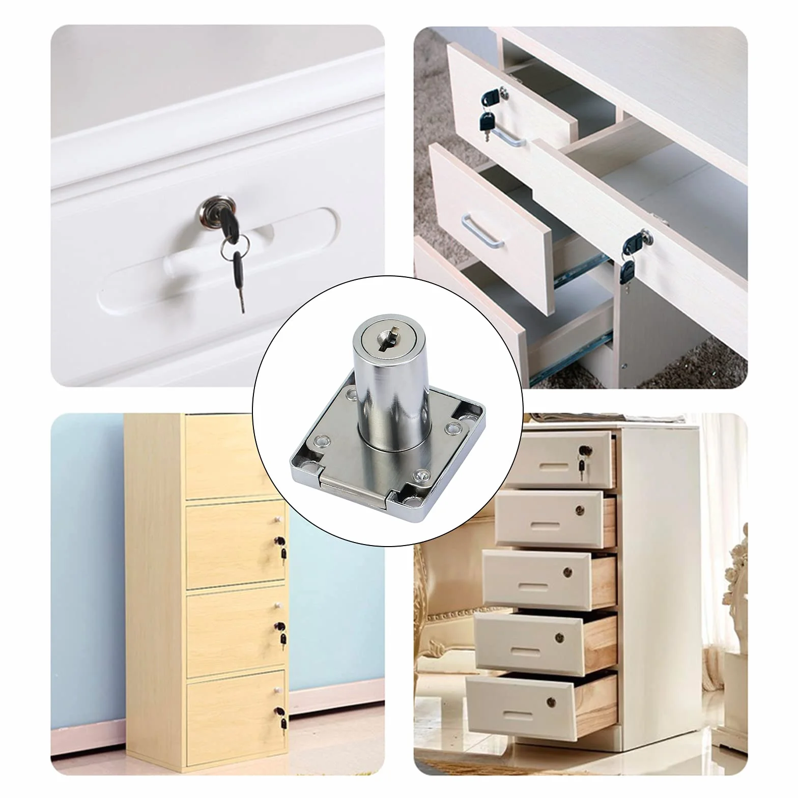 Juegos de cerraduras de armario de 32 mm con llaves universales, cerradura de leva para muebles