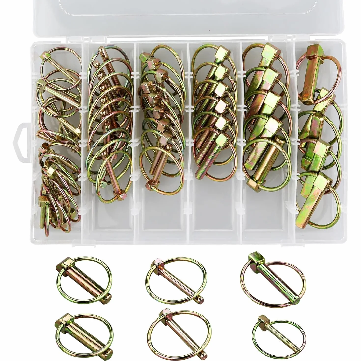 52pcs Pasador Con Anillo,Kit Surtido De Pasadores De Remolque,Pasador De Seguridad Para Barco Kayac Canoa Trailer Tractor Carretilla Caja Caballo,4.5mm/6mm/8mm/11mm