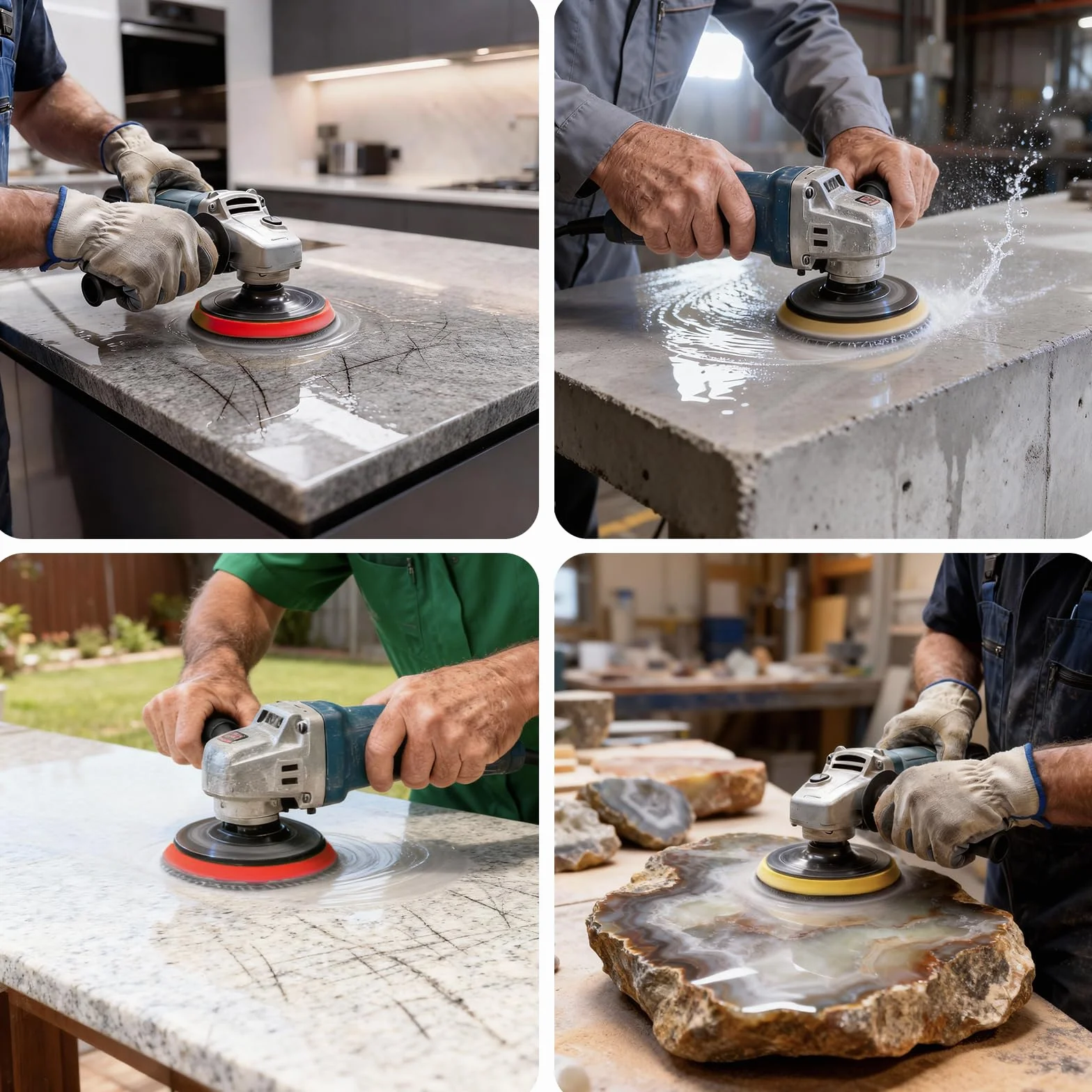 Juego de discos de pulido de diamante, almohadillas pulgadas para granito, piedra, hormigón, mármol, lijadora o pulidora, 50# -10000# con kit de almohadilla trasera M14 (100mm)