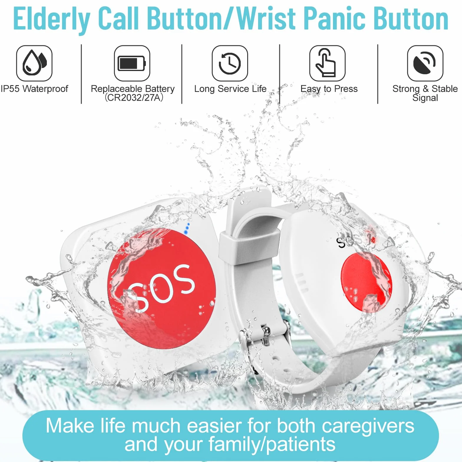 Botón Emergencia Ancianos Plug Version Avisador 60 Sonneries Polyphoniques 4 Níveis Volume Alarma Doméstica Inalámbrica