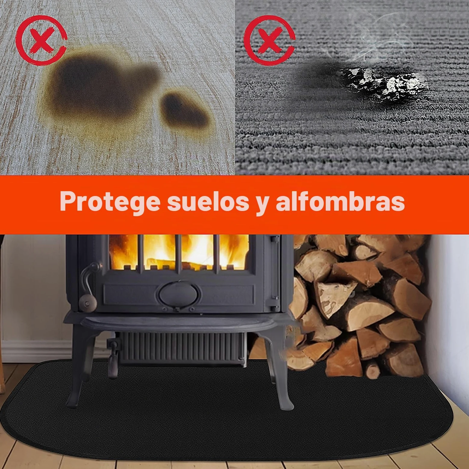 Esterilla ignífuga para chimenea, base ignífuga, placa de protección contra chispas para estufa de chimenea, alfombrilla protectora de suelo para chimeneas, chapa de suelo, para proteger el suelo de
