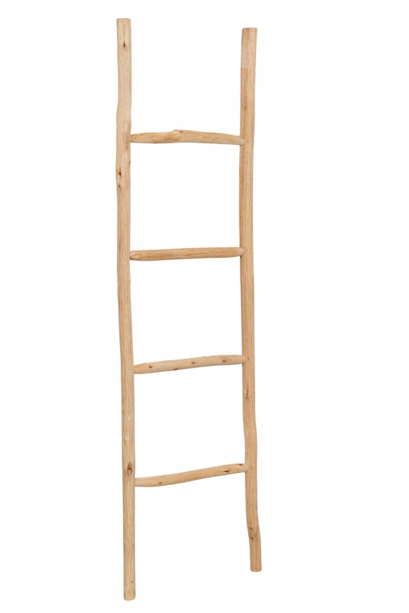 Biscottini Escalera Decorativa de Madera Natural – Toallero, Portamantas, Decoración Rústica para Baño, Salón y Dormitorio