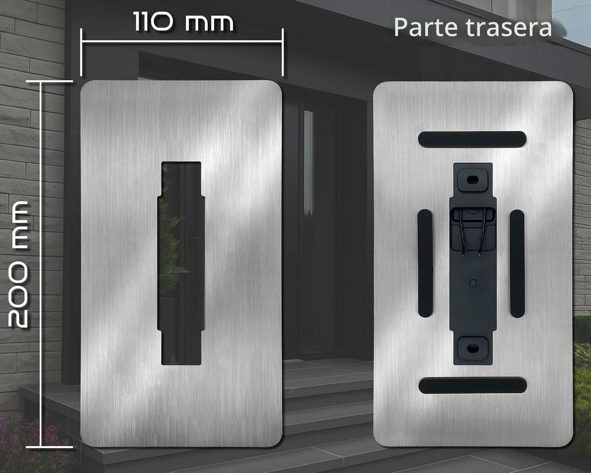 Cubierta de acero inoxidable para timbre Eufy Video E340 S330 S220 | Placa de timbre | Accesorios para soporte Eufy timbre con cámara (también C31 C30 Dual 2K HD FHD) | Pantalla Chime