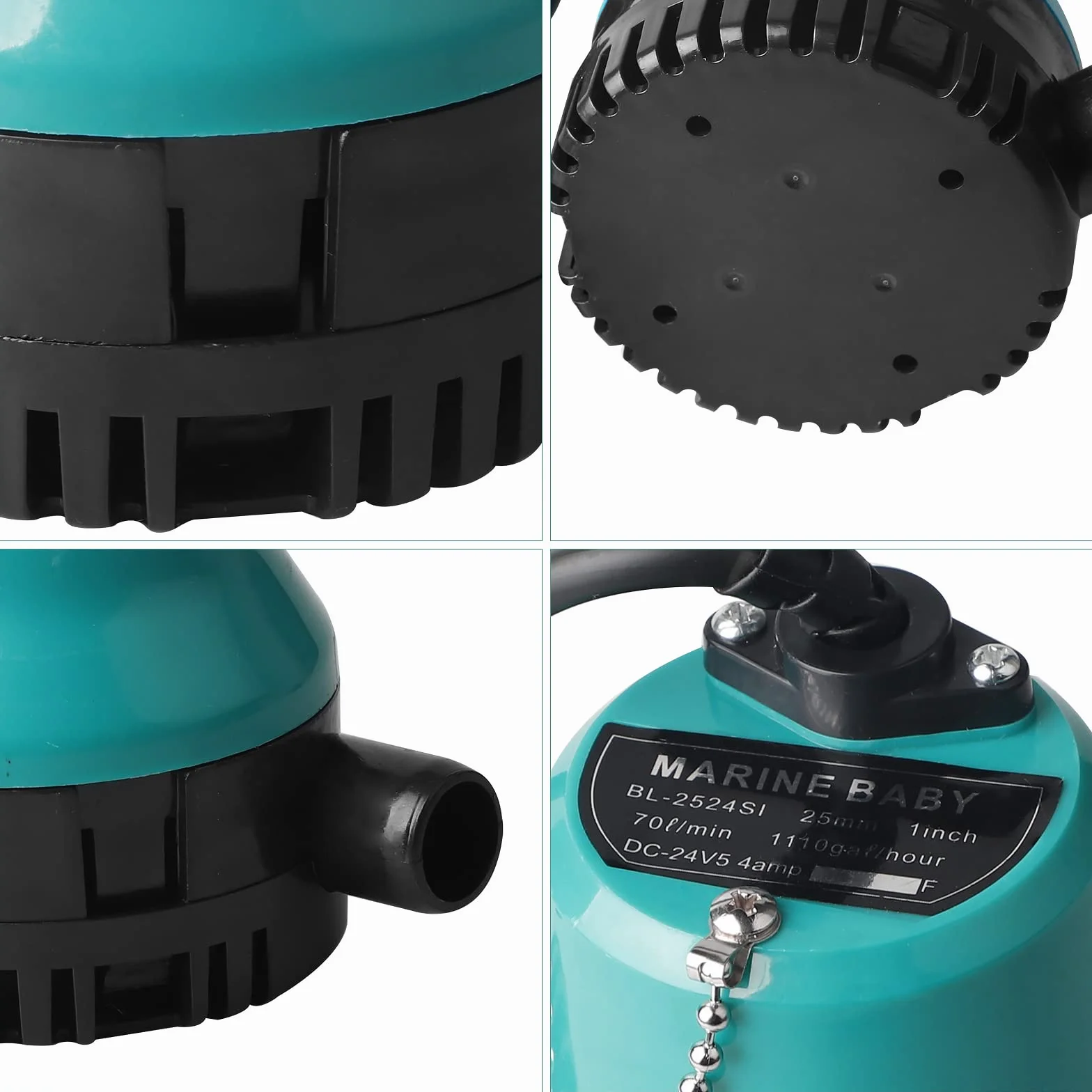 SWAWIS Bomba de Aguas Sucias Sumergible DC 12V 50W 4200 L/H, Bomba de Presión de Agua 2,3 m, Cable con Abrazadera, para Limpiar Piscinas y Estanques de Peces