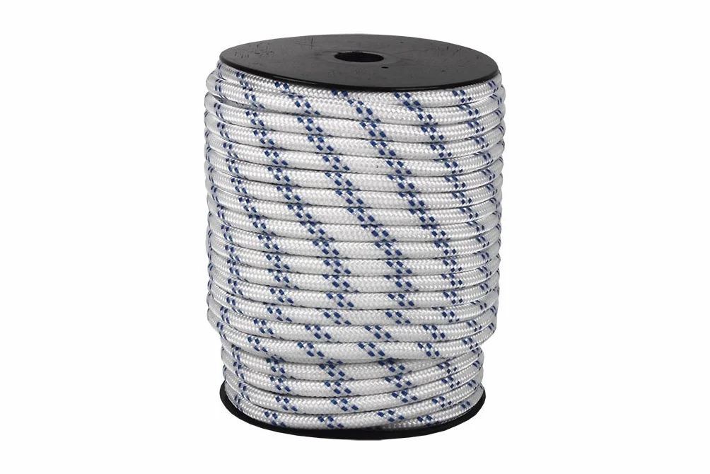 Cofan Carrete de cuerda trenzada de polipropileno | Medidas desde Ø 6 mm hasta Ø 20 mm | Rollos de 25, 50, 100 y 200 metros | Color blanco/azul
