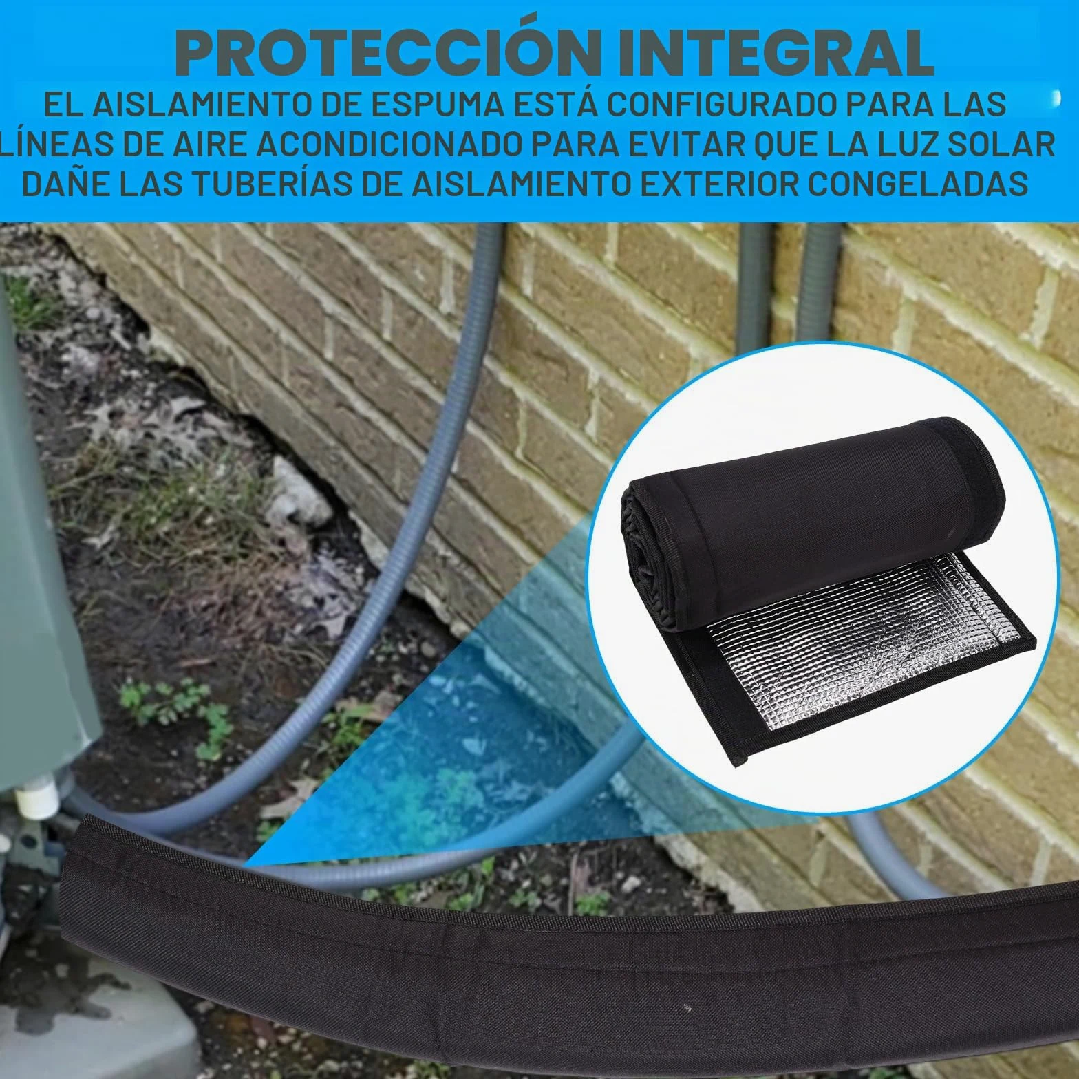 Cubierta Aislante para Tuberías, 183x26cm Cubierta Protectora Aislante Tuberías Aire Acondicionado Exterior Oxford con Revestimiento Aluminio para Protección Exteriores