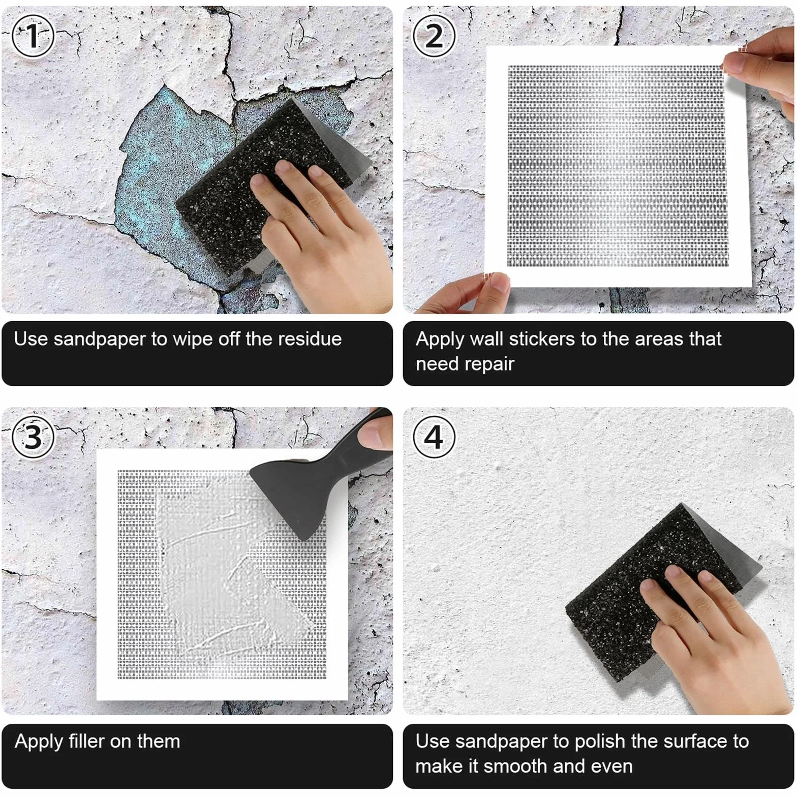 8 Piezas de Parches para Paneles de Yeso, Parches Autoadhesivos para Reparación de Orificios de Pared de 3 Tamaños Kit de Reparación de Parches de Pantalla para Paredes o Techos Rotos