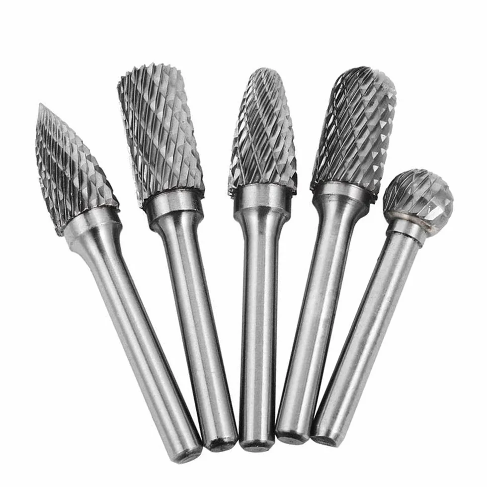 Gasea 5pcs Fresas Diamante, 1/4 pulgada de Fresa Metal Lápices Set Taladro bit para Herramientas Rotativas Molienda Pulido Grabado de Bricolaje