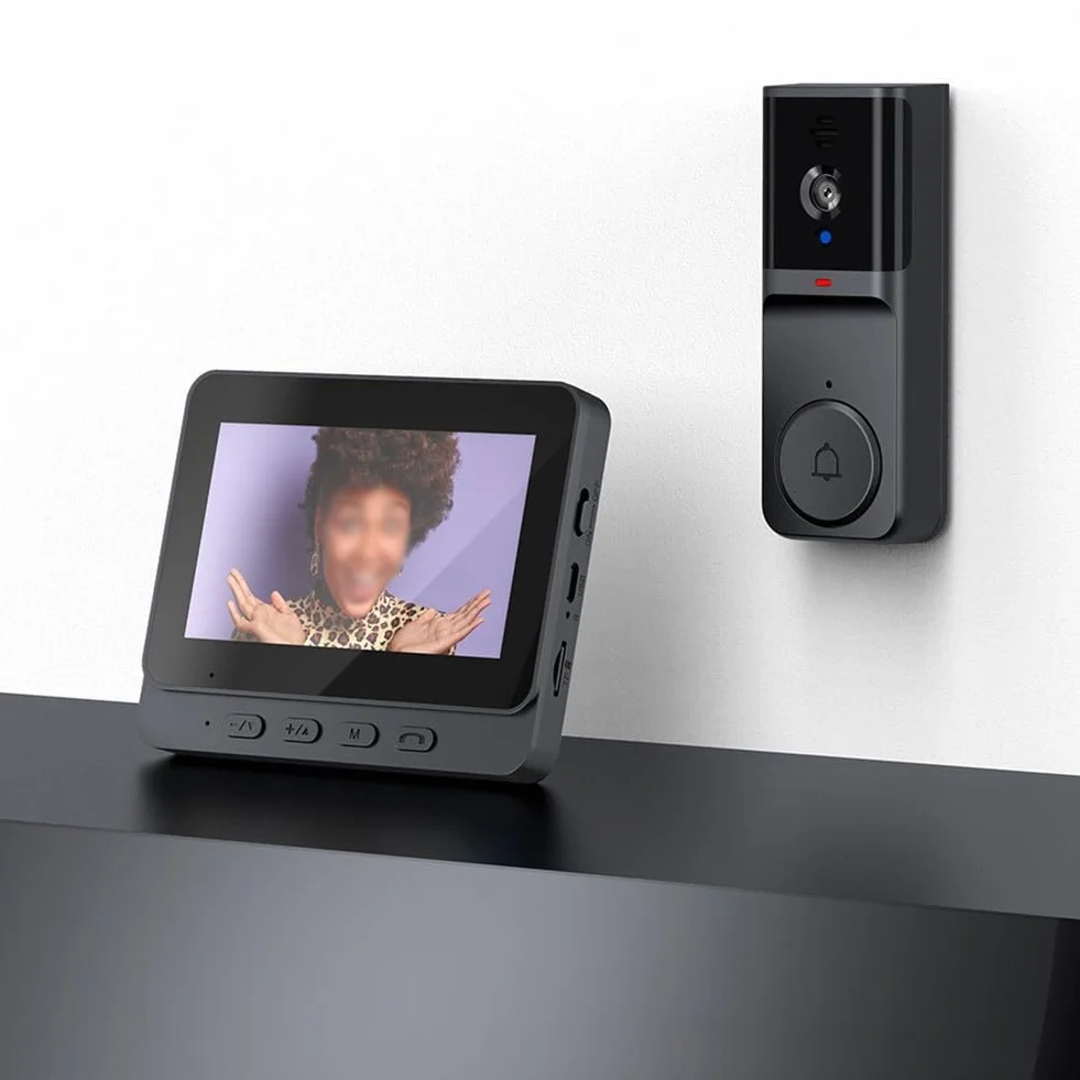 Timbre inalámbrico de video sin necesidad de WiFi, audio de 2 vías, cámara habilitada con pantalla, videoportero 1080P, diseño impermeable para uso en exteriores, suscripción