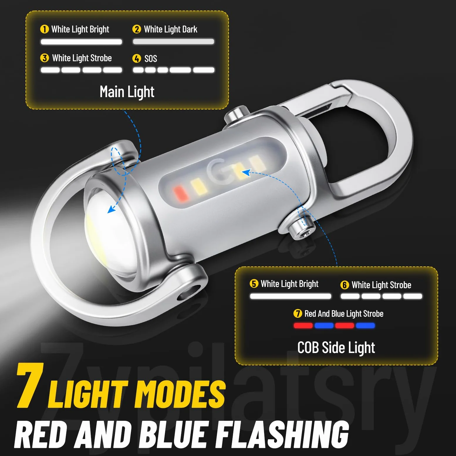 Mini linternas LED superbrillantes de 1200 lúmenes, recargable por USB, pequeña, impermeable, llavero de rescate, camping, color plateado