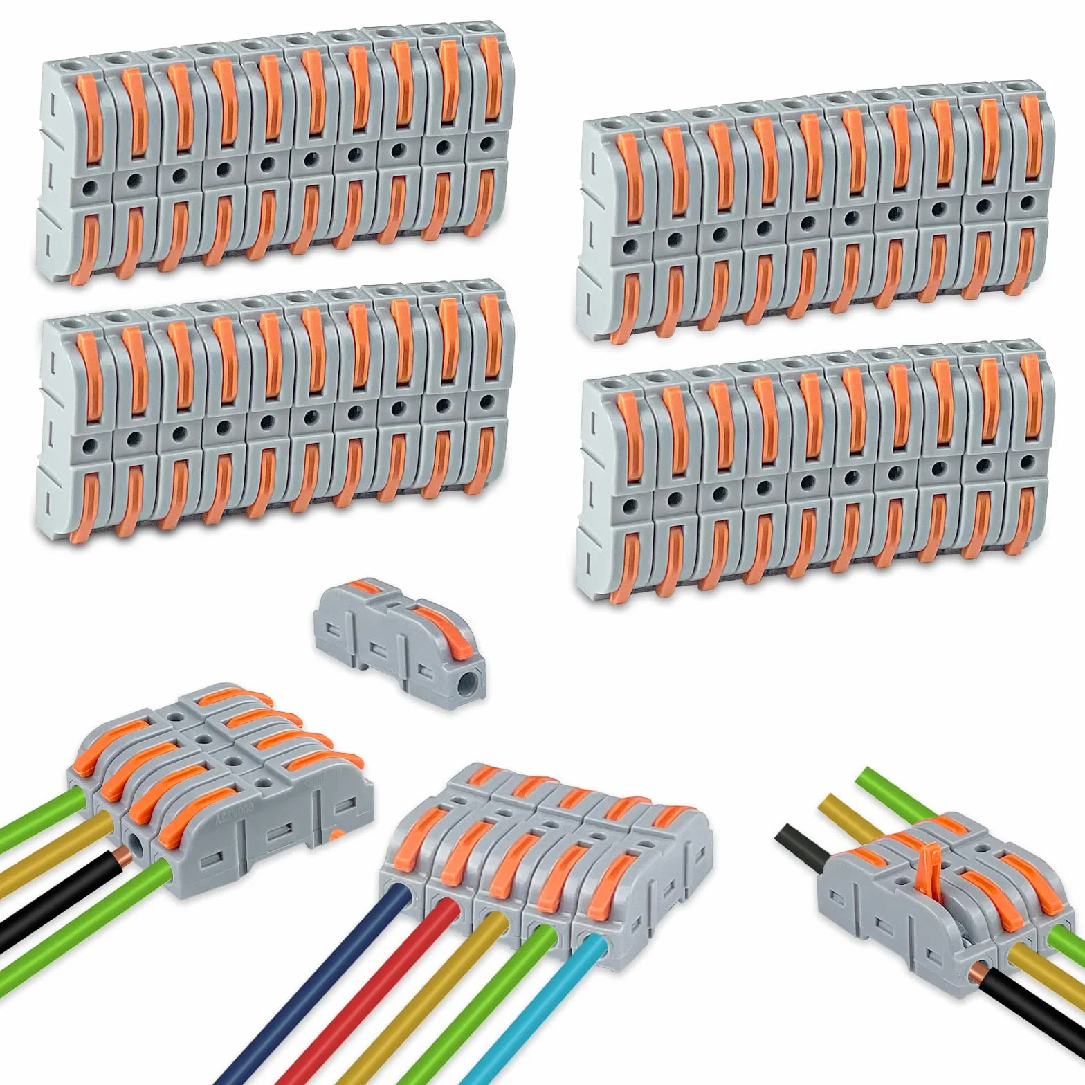 Uootach 40 Piezas Conectores Eléctricos Rapidos, Terminal enchufable del conector del cable con palanca Terminal conductor 4mm², Ambos lados del clip de alambre se pueden combinar libremente