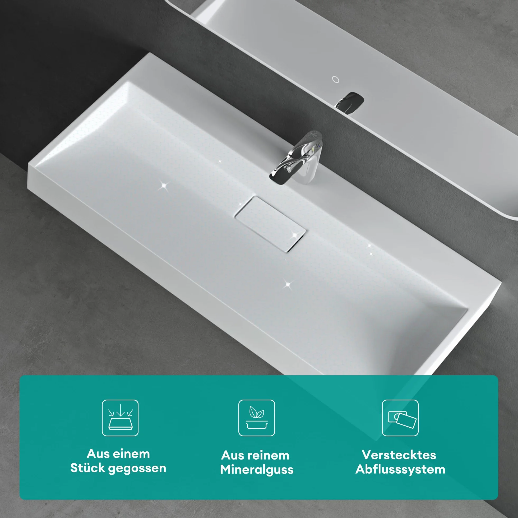 Mai & Mai Lavabo sobre Encimera Lavabo Suspendido Baño | Rectangular | Blanco Mate | Mármol Fundido | 70x46x11cm | 1 Orificio para Grifo con Válvula de Desagüe | Colossum19
