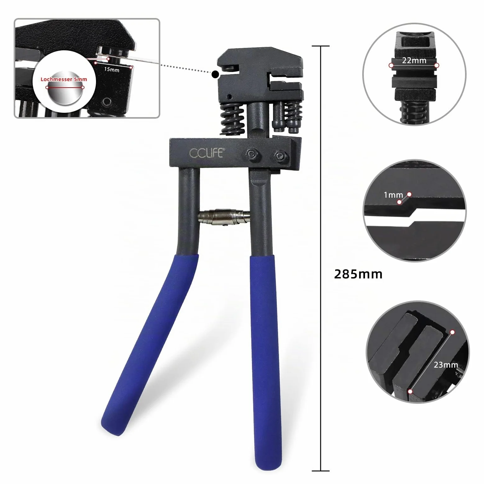 CCLIFE Ø5mm sacabocados para crimpar CombinadoMordaza para taladrar y doblar chapa