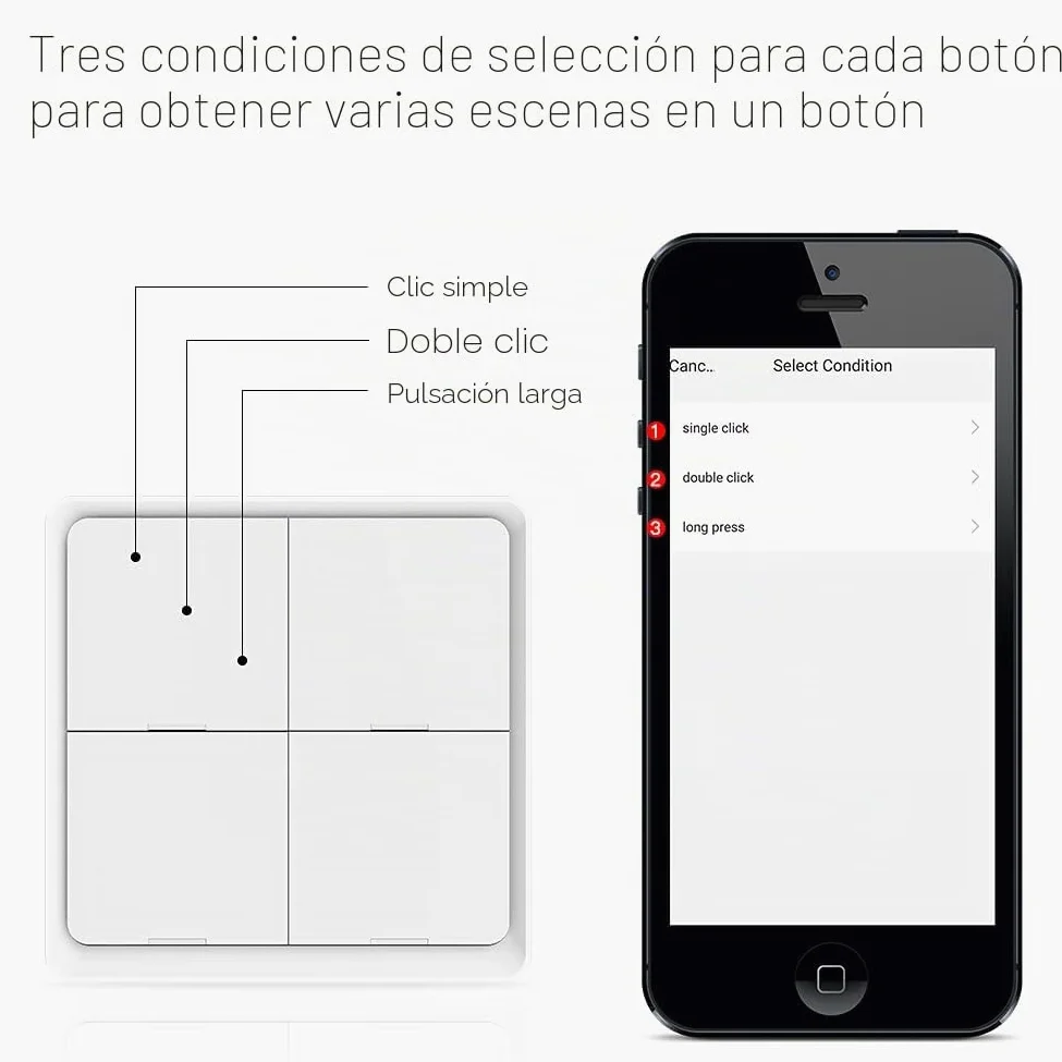 MOES Zigbee Interruptor Inalámbrico Inteligente, 4 Vía 12 Scene Smart Button Switch para Tuya Smart Device, Requiere Tuya/MOES/Smart Life APP(batería incluida,blanco)