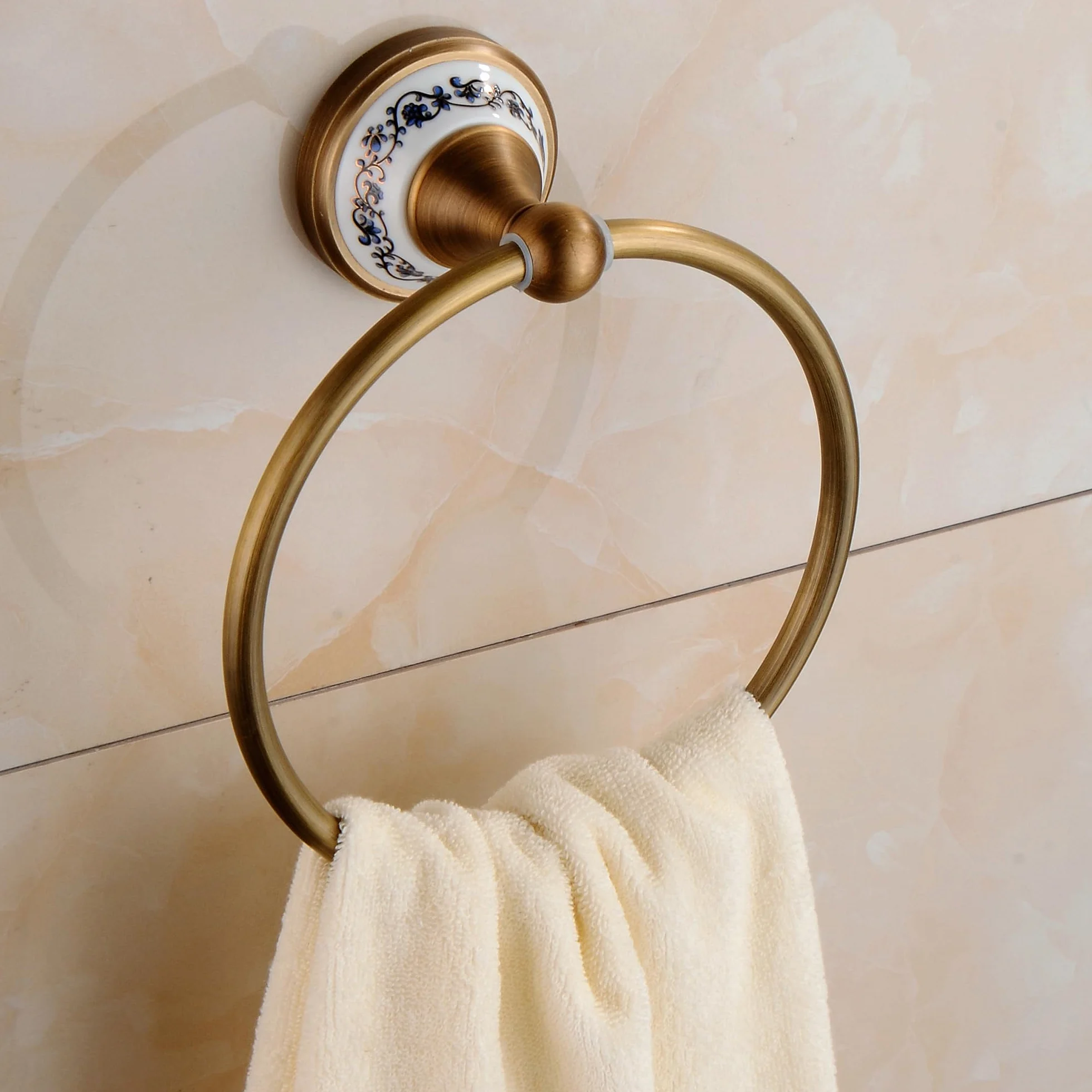 Anillo de Toalla, Percha de latón Antigua, Accesorios de Cocina de baño, Soporte de Toallas, diseño cerámico