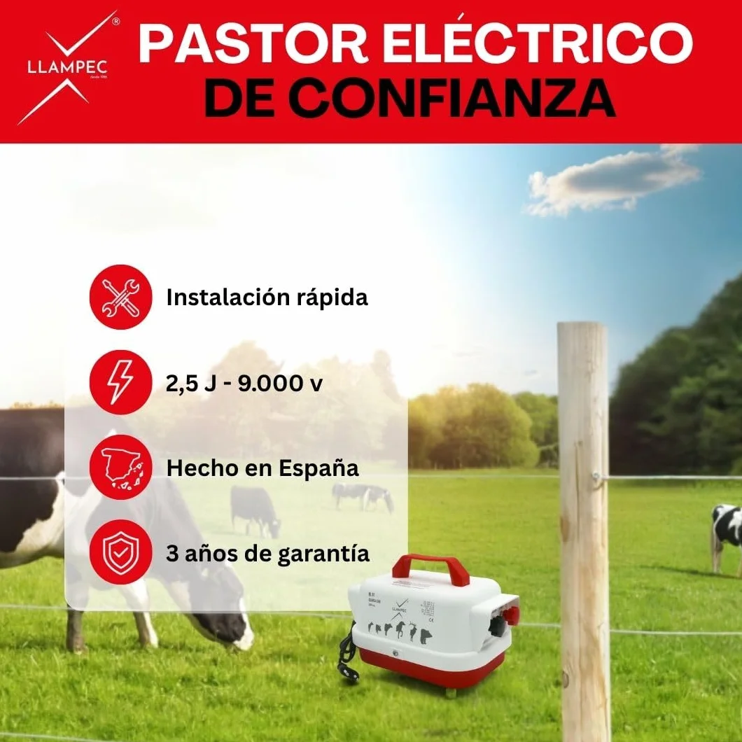 Pastor Eléctrico Guarda Can 230V 2,5J 9000V 15km Cerca Eléctrica Perros Caballos Cerdos Vacas