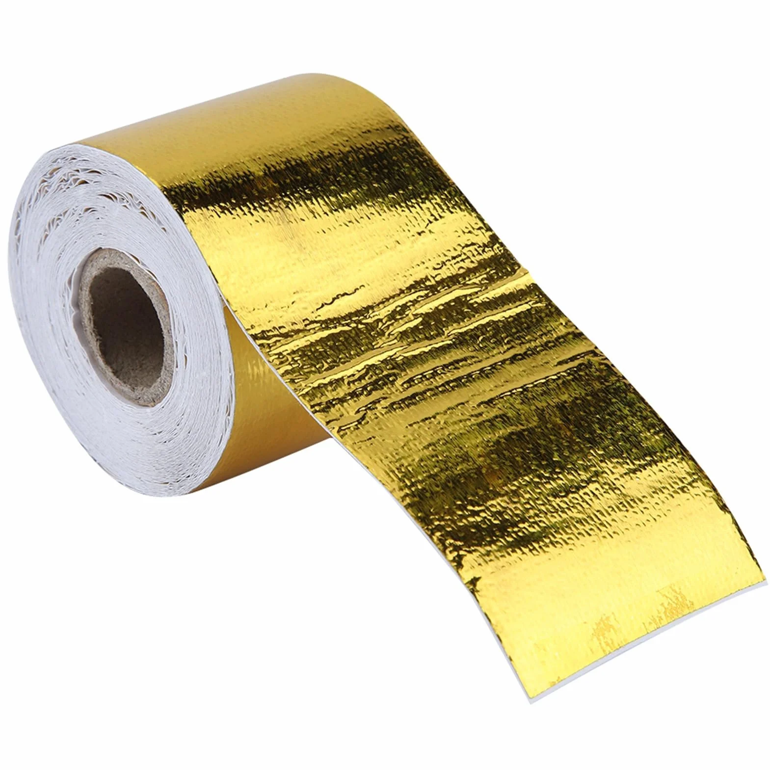 Aramox Cinta Adhesiva, cinta proteccion termica cinta aislamiento termico coche 1 Rollo de oro del Coche de Aluminio Cinta Adhesiva Cinta Adhesiva Reflectante Escudo Protector Térmico(10M*5CM)