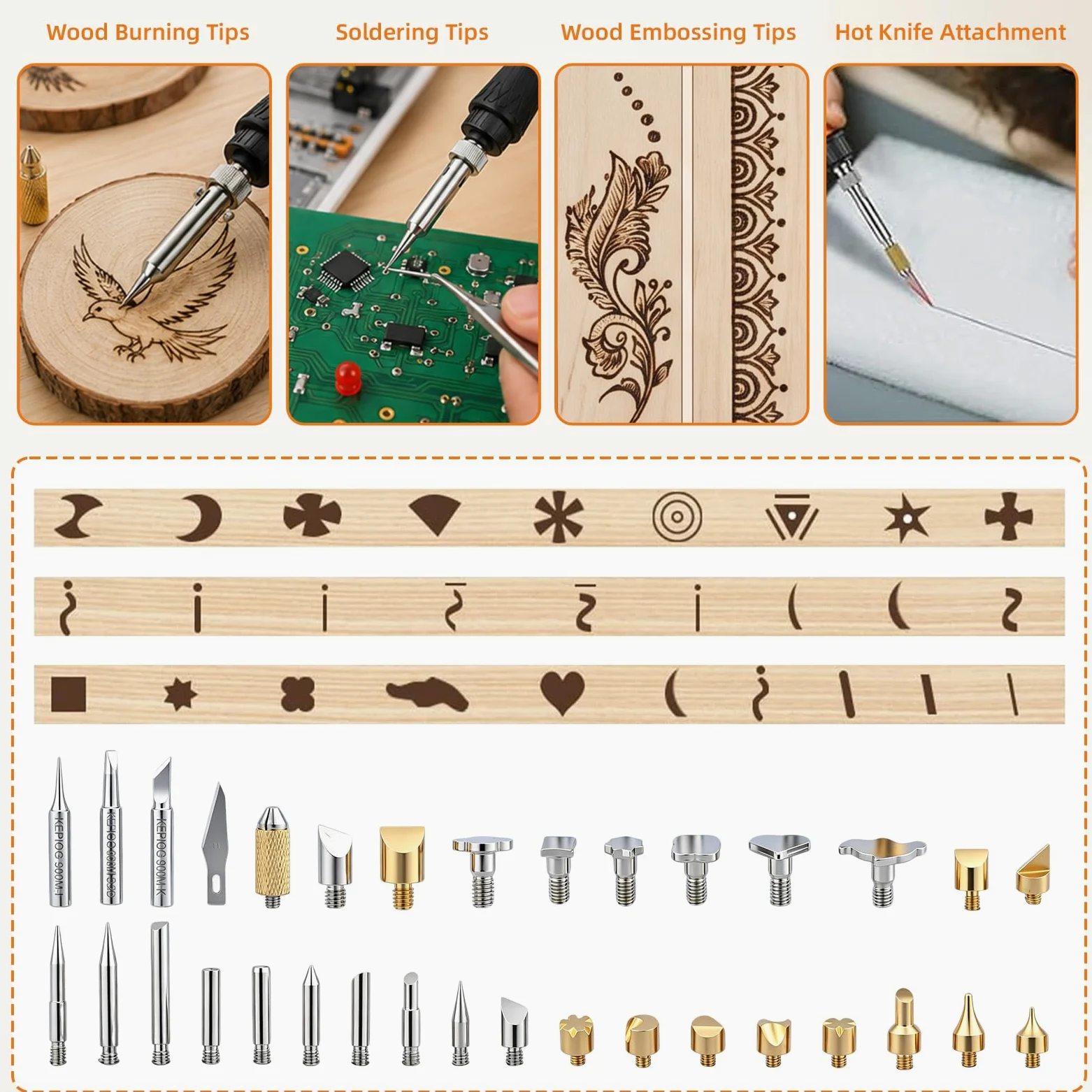 Carehabi Kit de Pirograbado para Madera, Soldador Pirograbador con Temperatura Ajustable 200℃-450℃, Lápiz Térmico para Madera, Cuero, Grabado y Soldadura, Kit de Regalo DIY para Manualidades y Pirogra