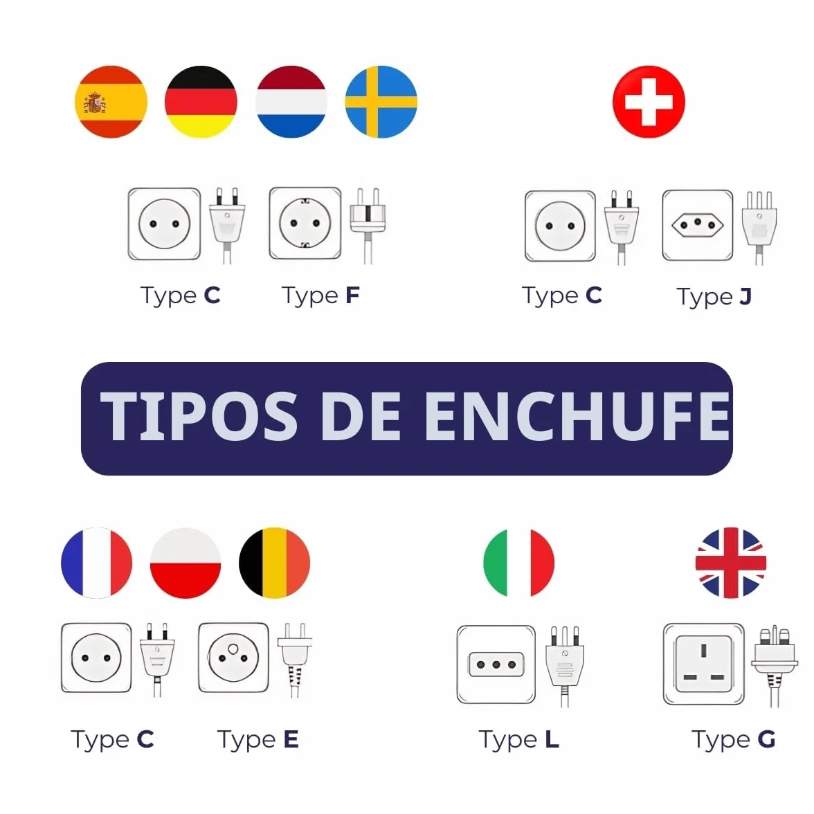 Zenitech - Juego de 7 enchufes y 3 interruptores de titanio - Artezo