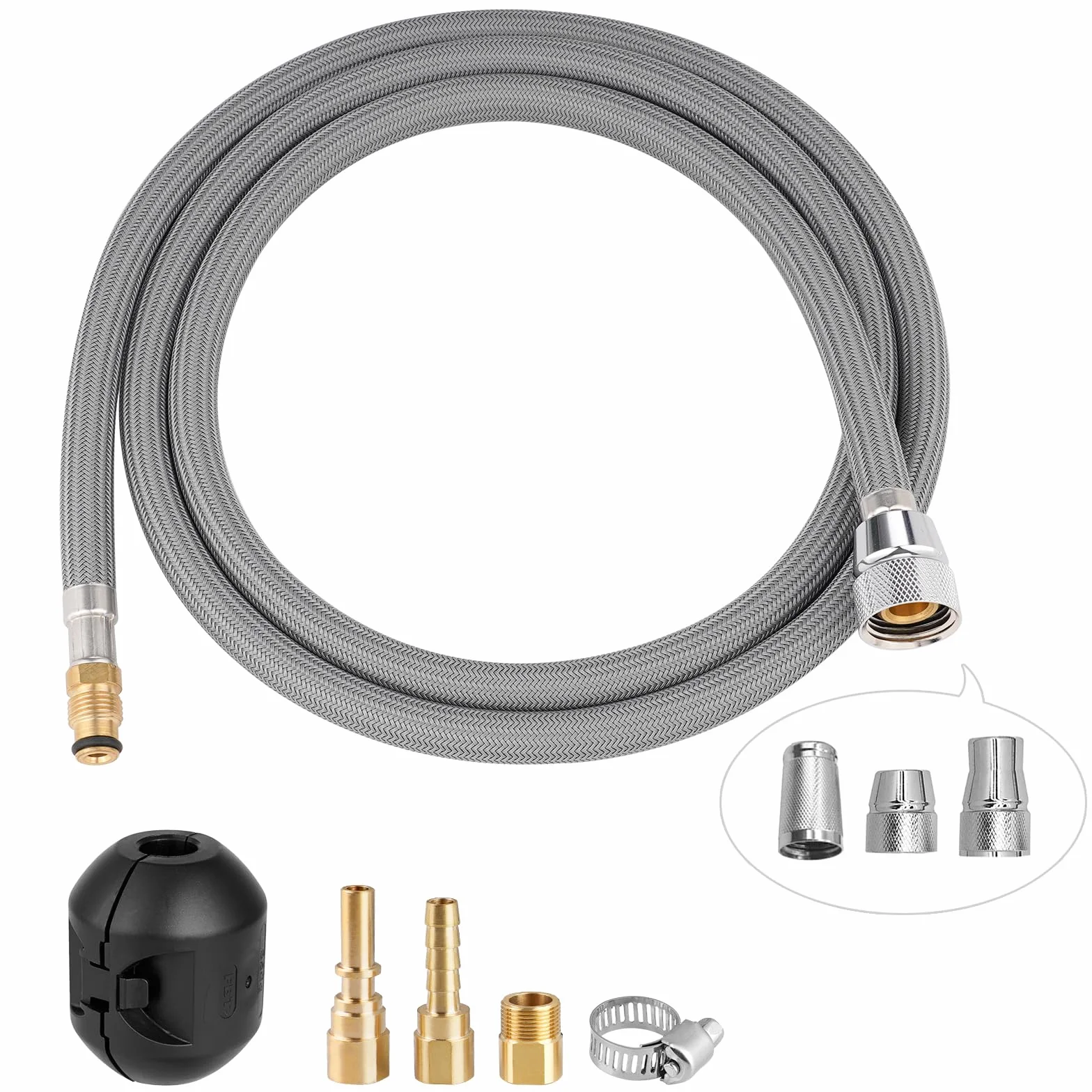 Hibbent Manguera de grifo extraíble de repuesto compatible con grifos de cocina Hansgrohe/Grohe con 6 adaptadores, estándar 88624000/46174000/46092000 modelo de repuesto de manguera, 59 pulgadas, con